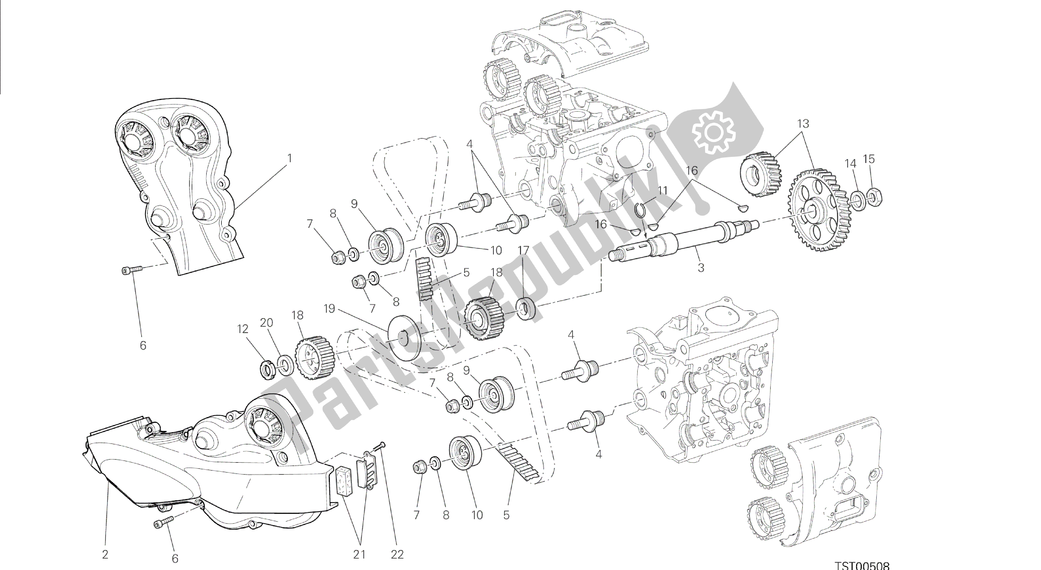 Alle onderdelen voor de Tekening 008 - Distribuzione [mod: M 1200s] Groep Engine van de Ducati Monster S 1200 2015