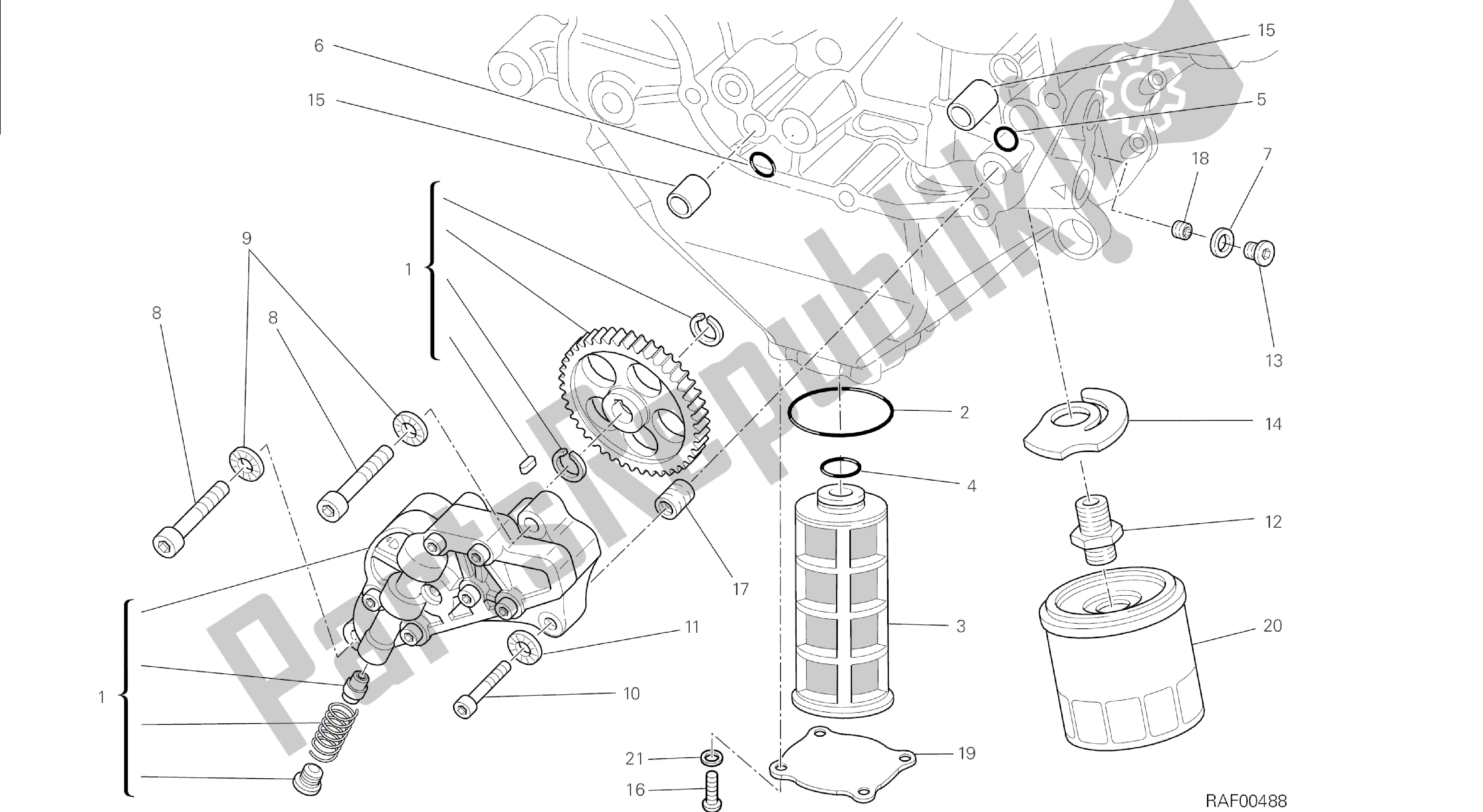 Todas las partes para Dibujo 009 - Motor De Grupo De Filtros Y Bomba De Aceite [mod: M 1200s] de Ducati Monster S 1200 2015