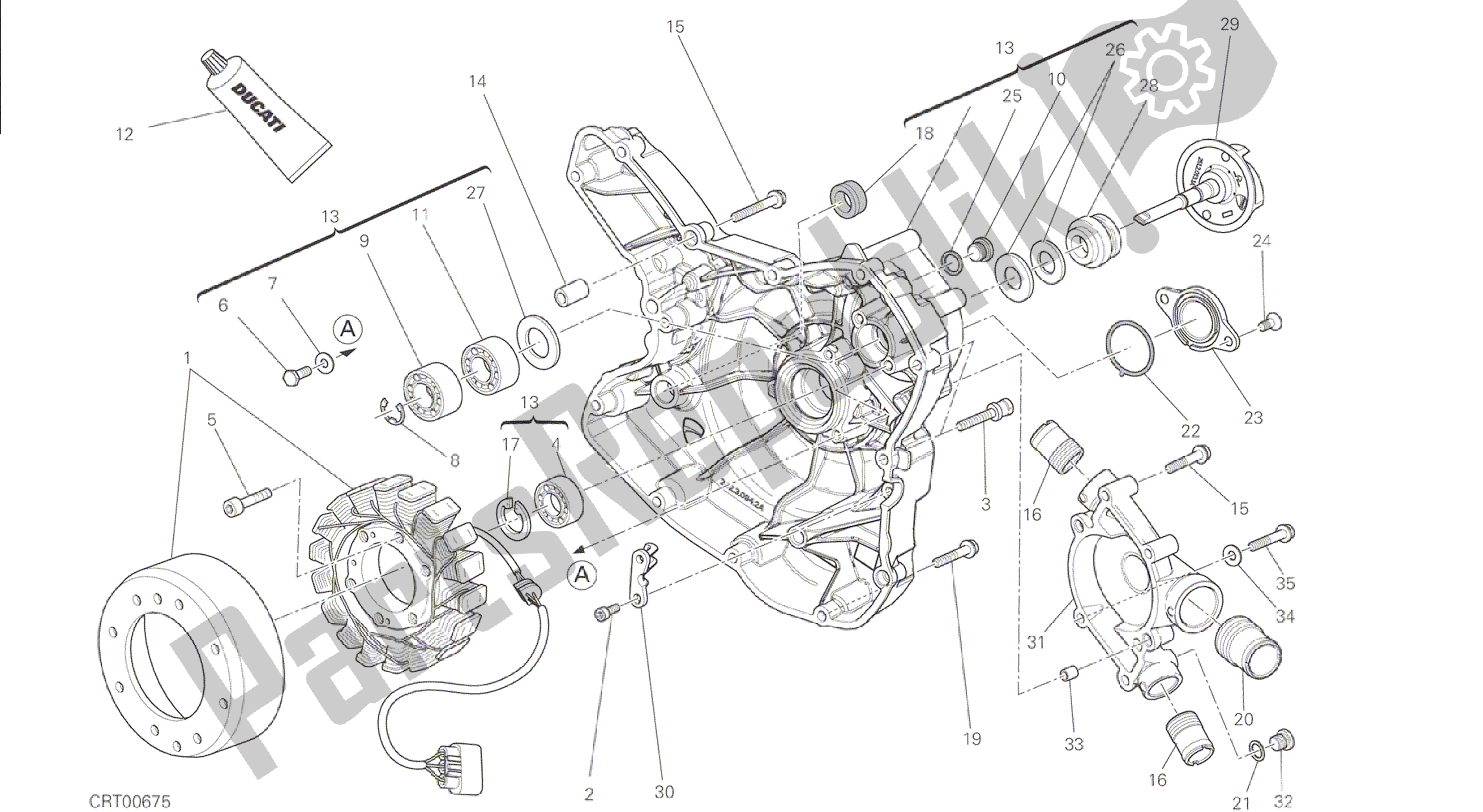 Todas las partes para Dibujo 011 - Motor De Grupo De Bomba De Agua-altr-side Cubierta Cruzada [mod: M 1200s] de Ducati Monster S 1200 2015