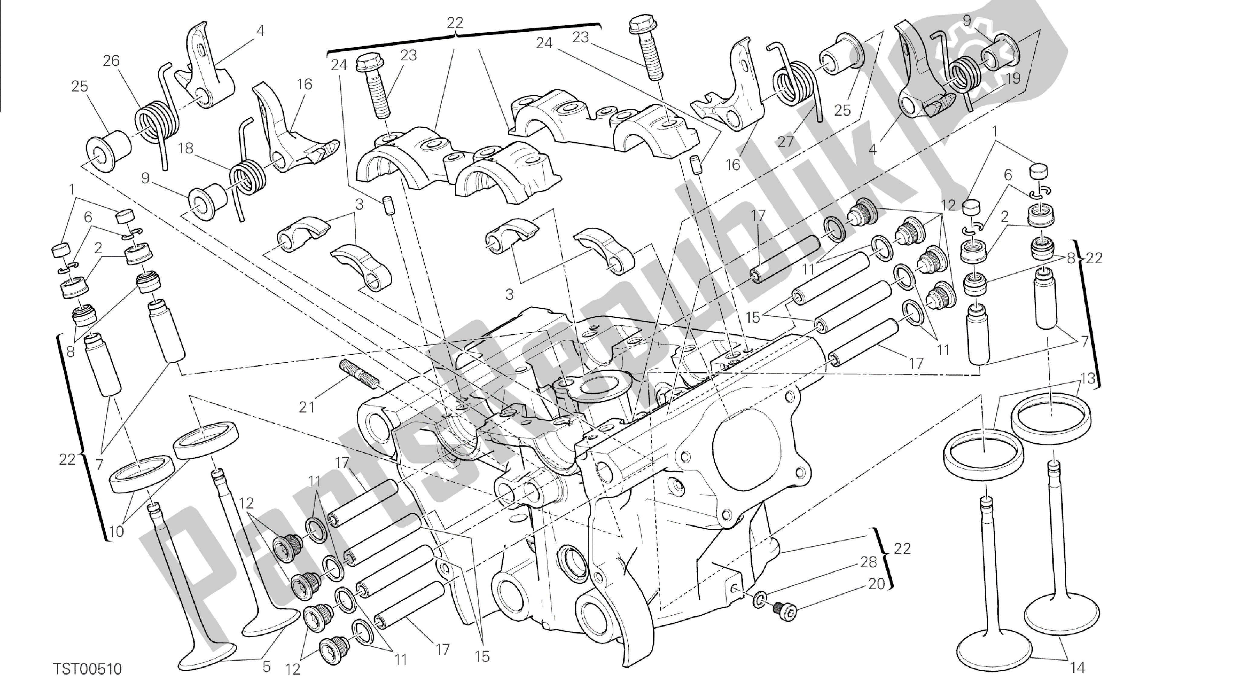 Todas las partes para Dibujo 014 - Motor De Grupo De Cabezal Vertical [mod: M 1200s] de Ducati Monster S 1200 2015