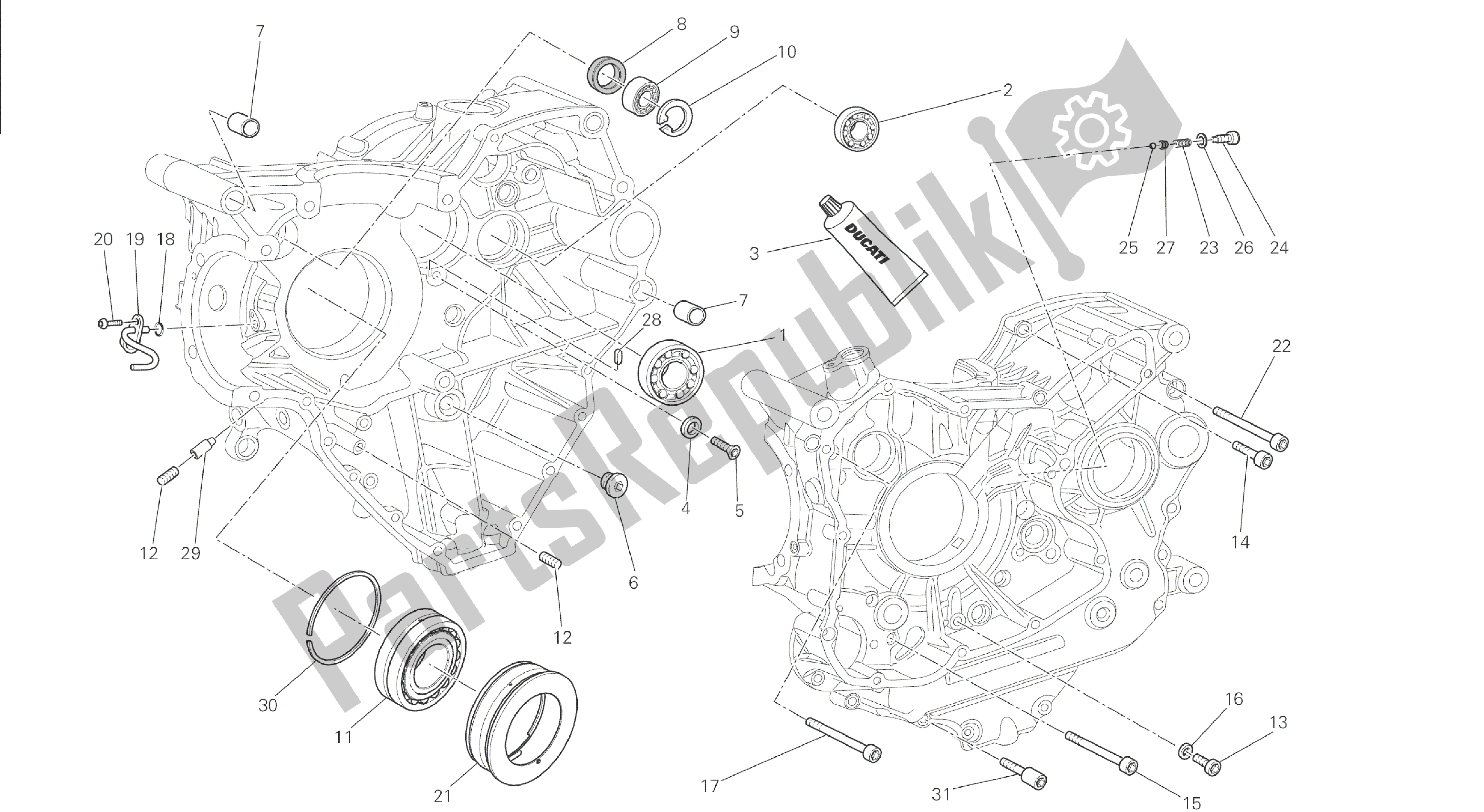 Todas las partes para Dibujo 10a - Motor De Grupo De Par De Cárter Medio [mod: M 1200s] de Ducati Monster S 1200 2015