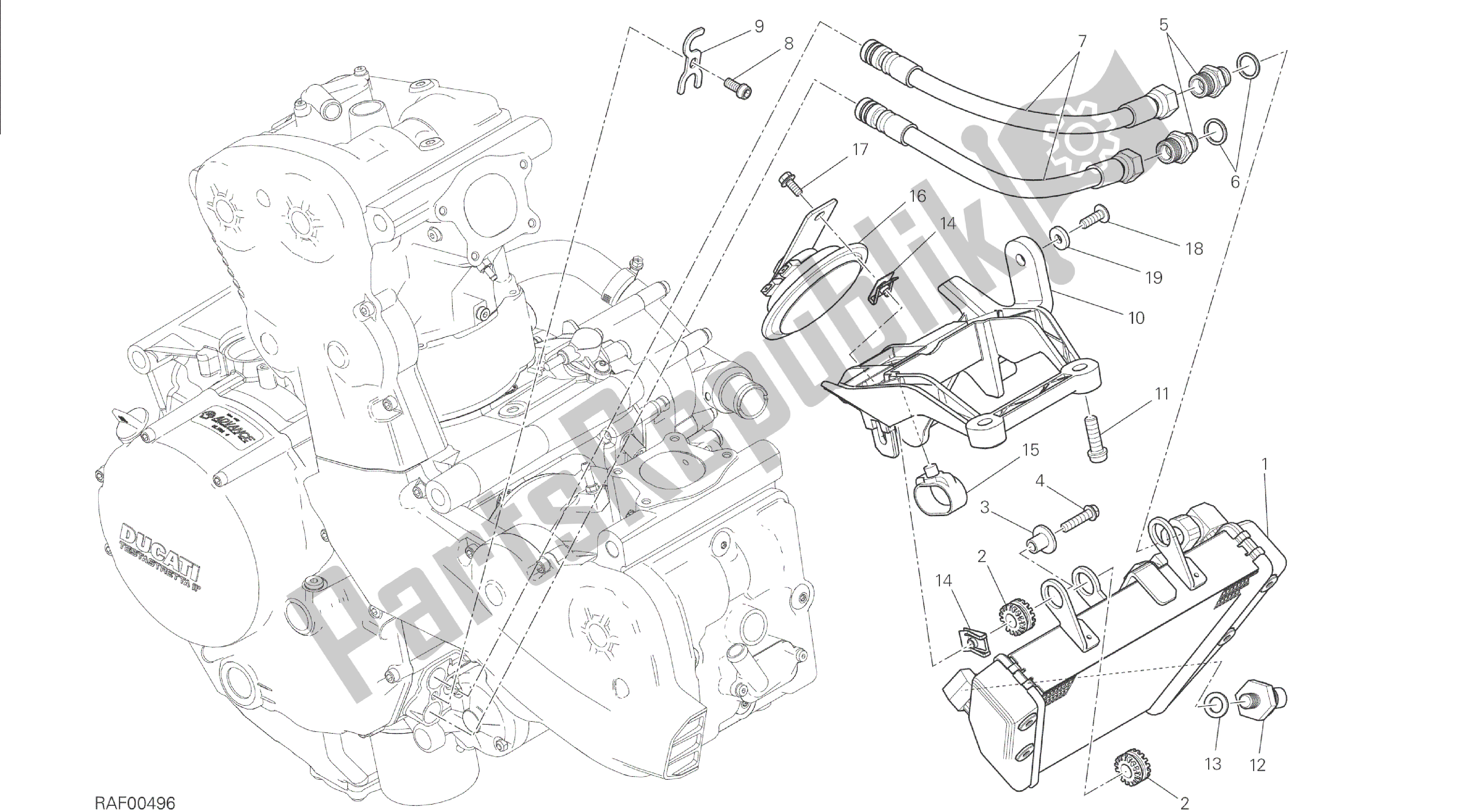 Alle onderdelen voor de Tekening 016 - Oliekoeler [mod: M 1200s] Groepsframe van de Ducati Monster S 1200 2015