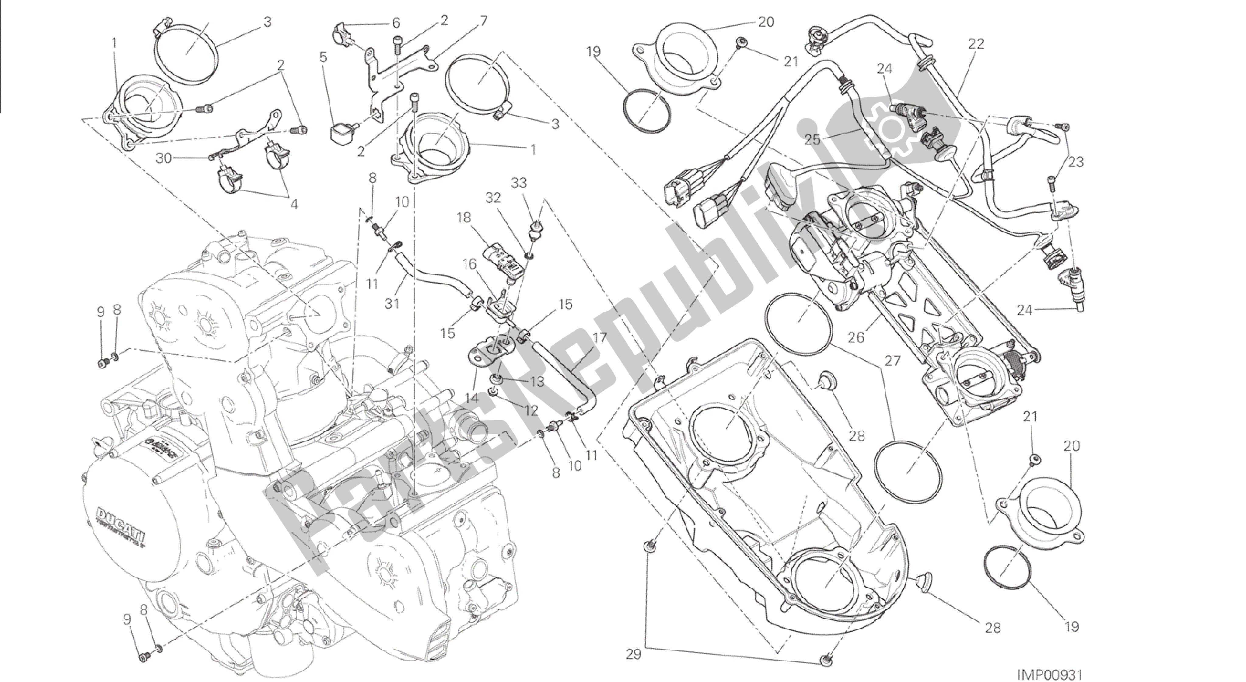 Todas las partes para Dibujo 017 - Cuerpo Del Acelerador [mod: M 1200s; Xst: Marco De Grupo Aus, Eur, Fra, Jap] de Ducati Monster S 1200 2015
