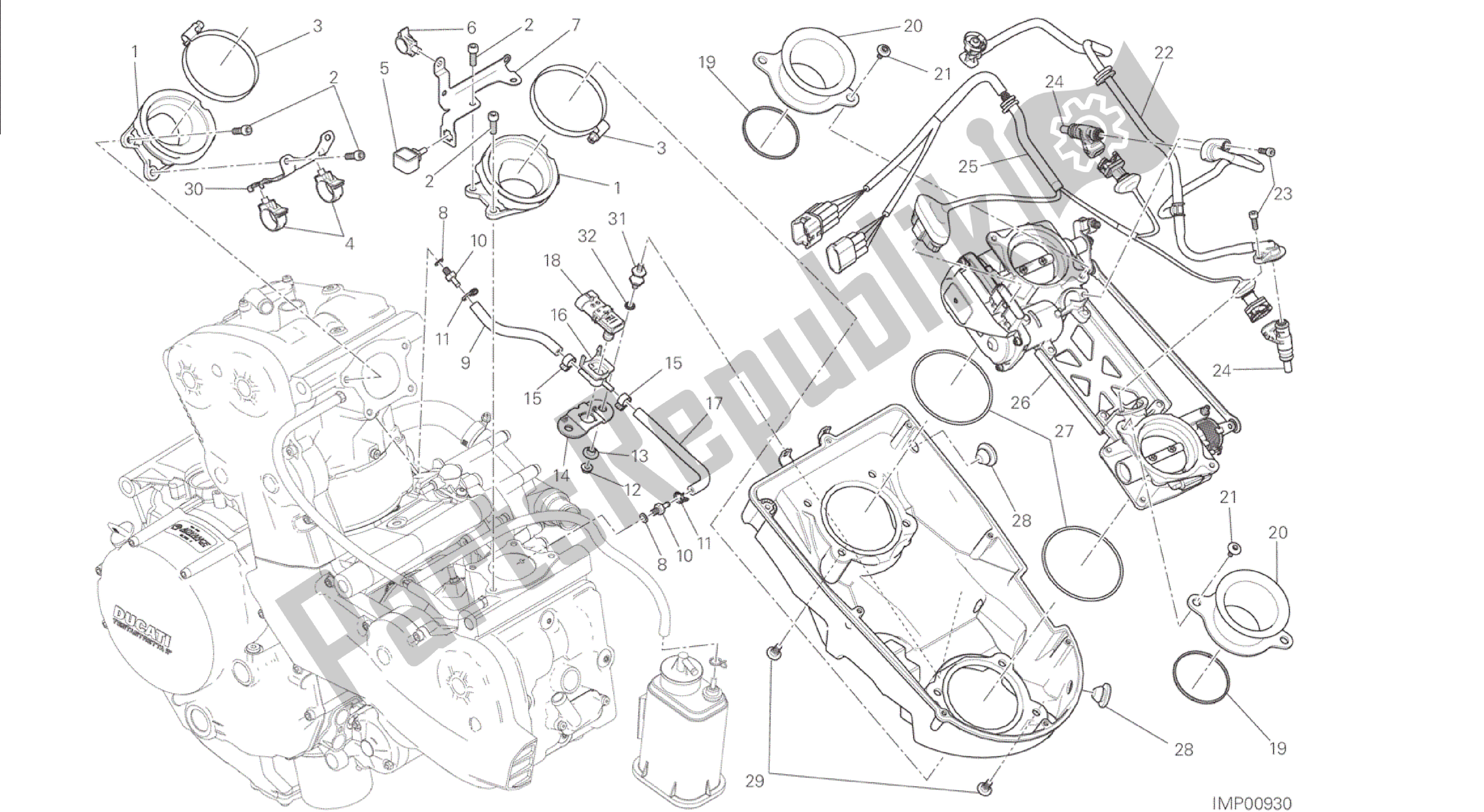 Todas las partes para Dibujo 017 - Cuerpo Del Acelerador [mod: M 1200s; Xst: Chn, Twn] Marco De Grupo de Ducati Monster S 1200 2015