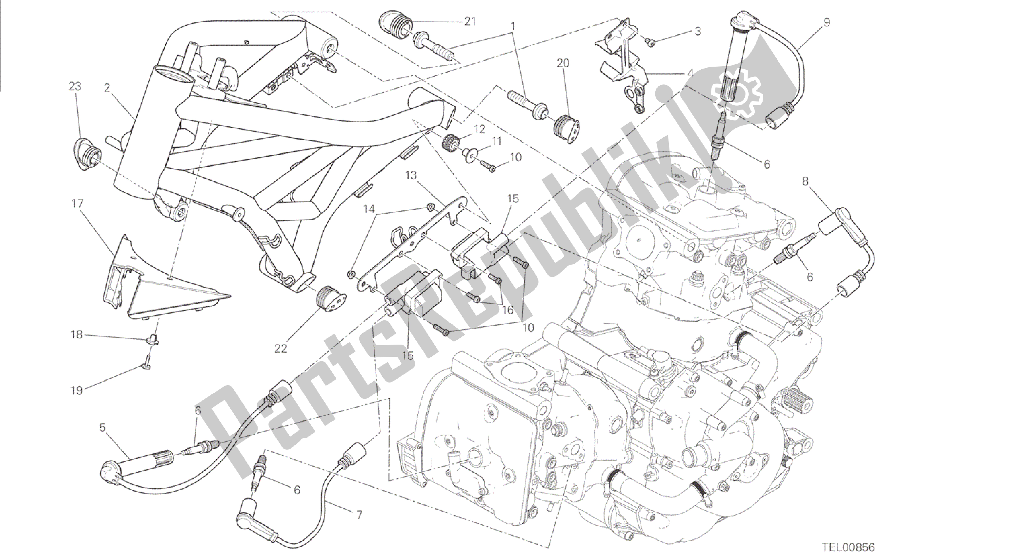 Alle onderdelen voor de Tekening 022 - Frame [mod: M 1200s] Groepsframe van de Ducati Monster S 1200 2015