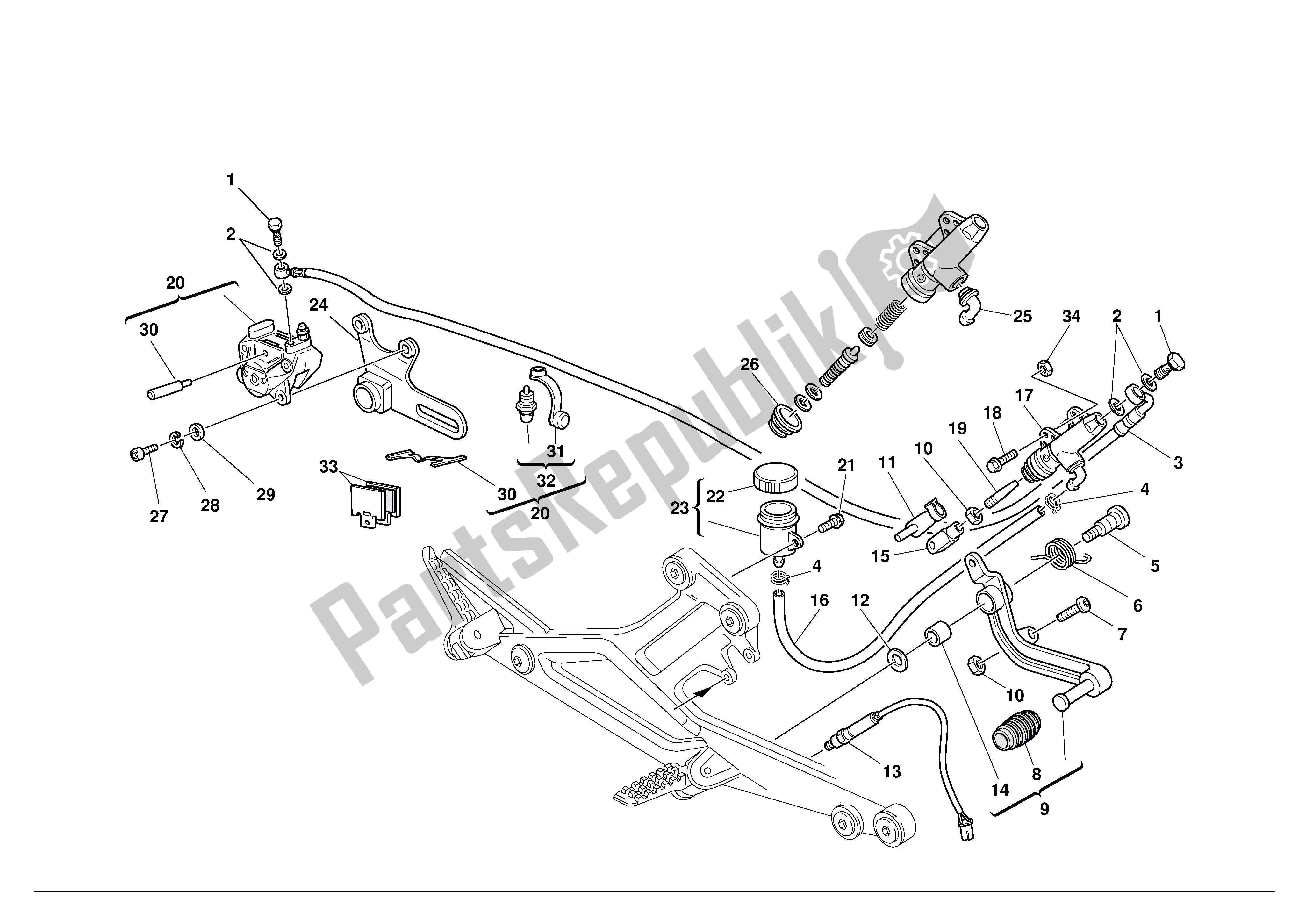 Tutte le parti per il Freno Posteriore del Ducati Monster 600 2001