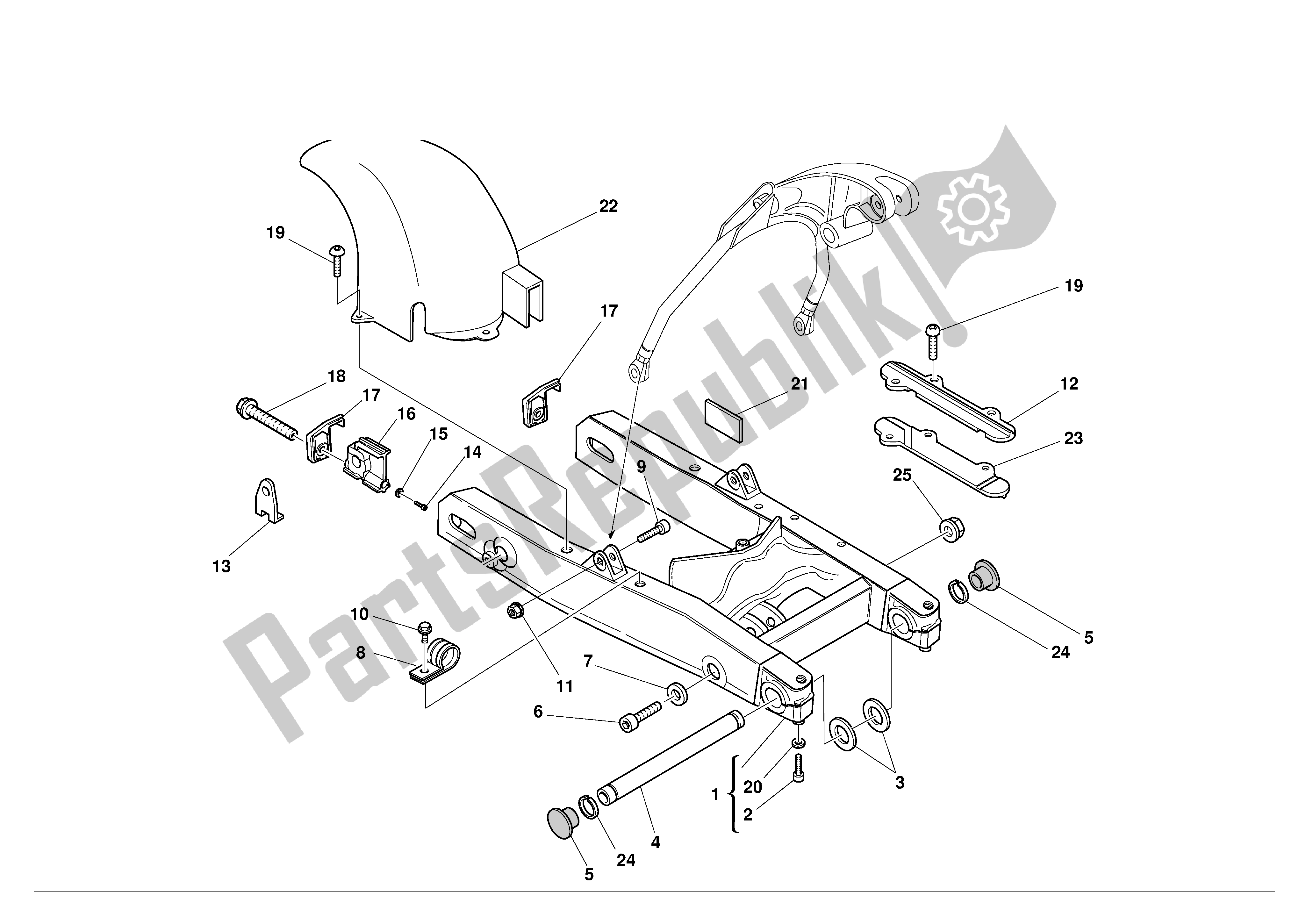 Tutte le parti per il Forcella Posteriore del Ducati Monster 600 2001