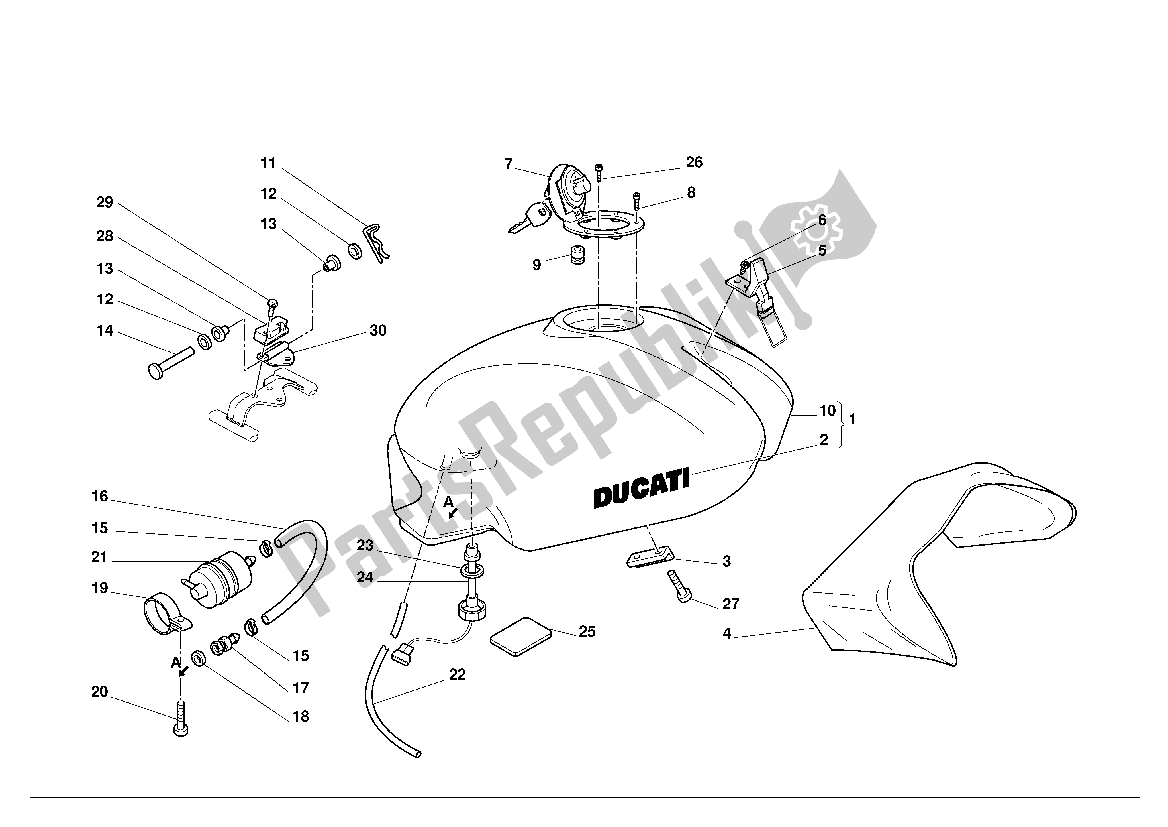 Toutes les pièces pour le Réservoir D'essence du Ducati Monster 600 2001