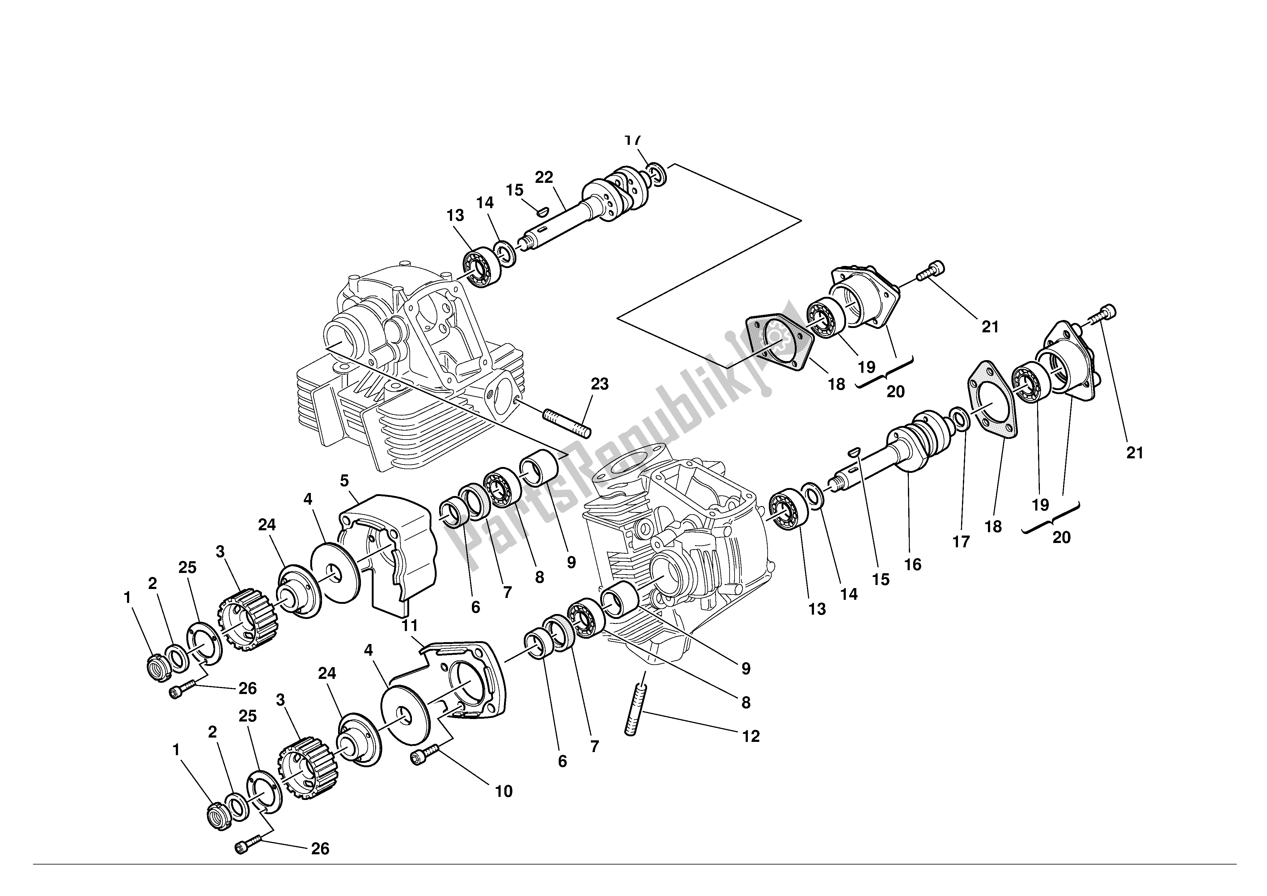 Tutte le parti per il Testa: Tempismo del Ducati Monster 600 2001