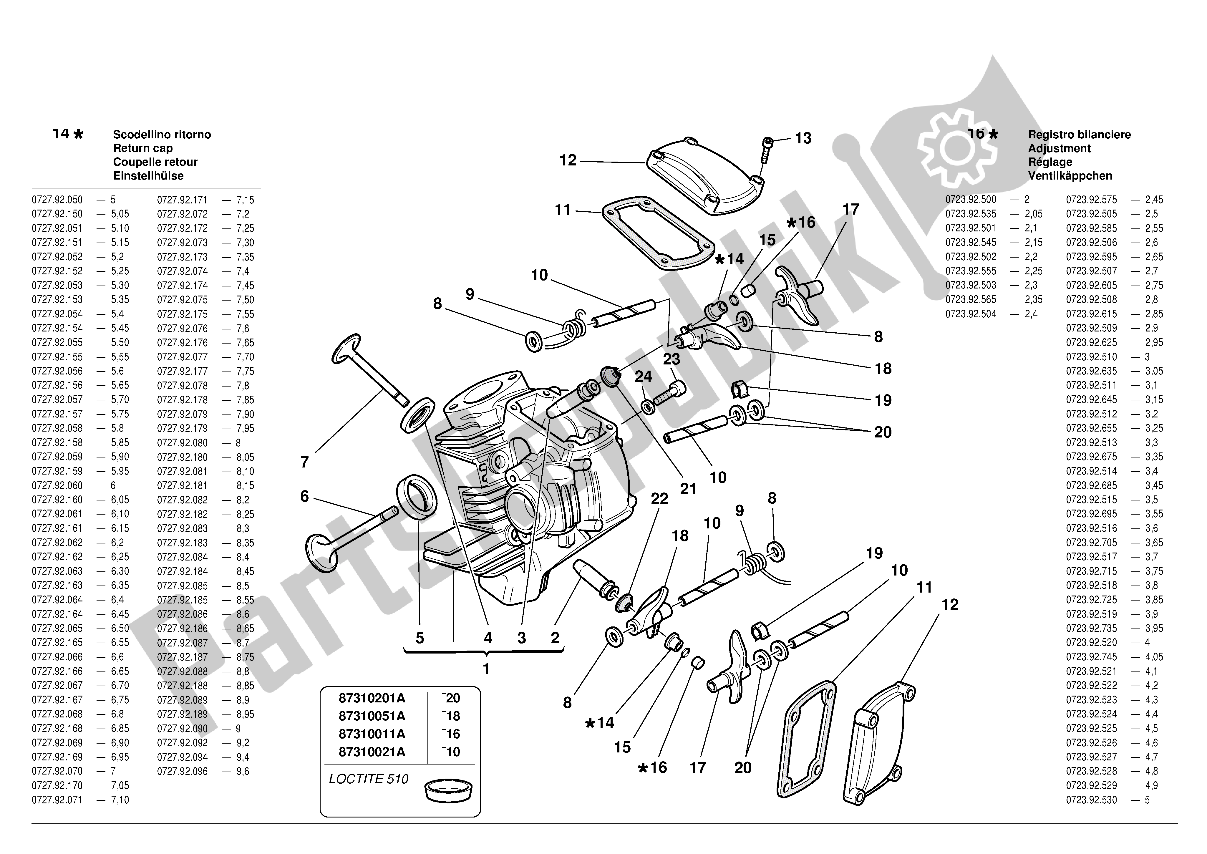 Tutte le parti per il Testa Orizzontale del Ducati Monster 600 2001