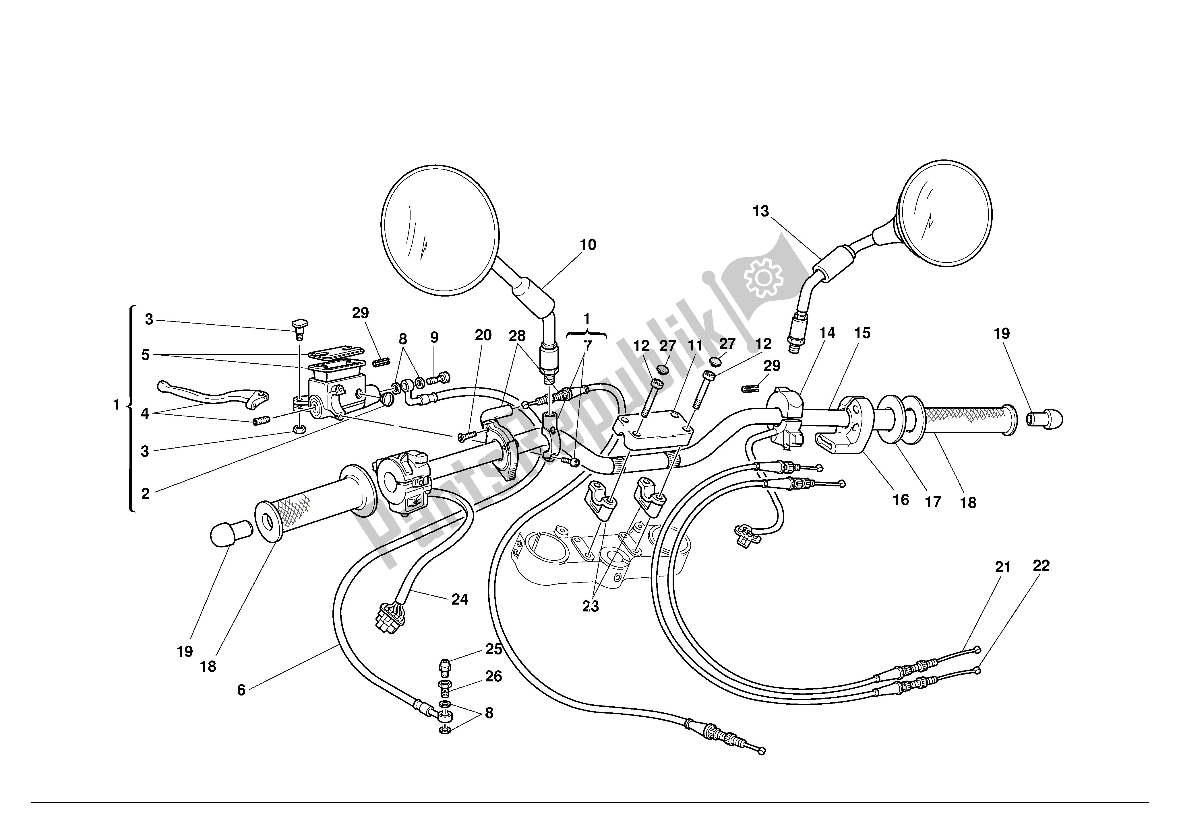 Todas as partes de Meio Guiador do Ducati Monster 600 2001