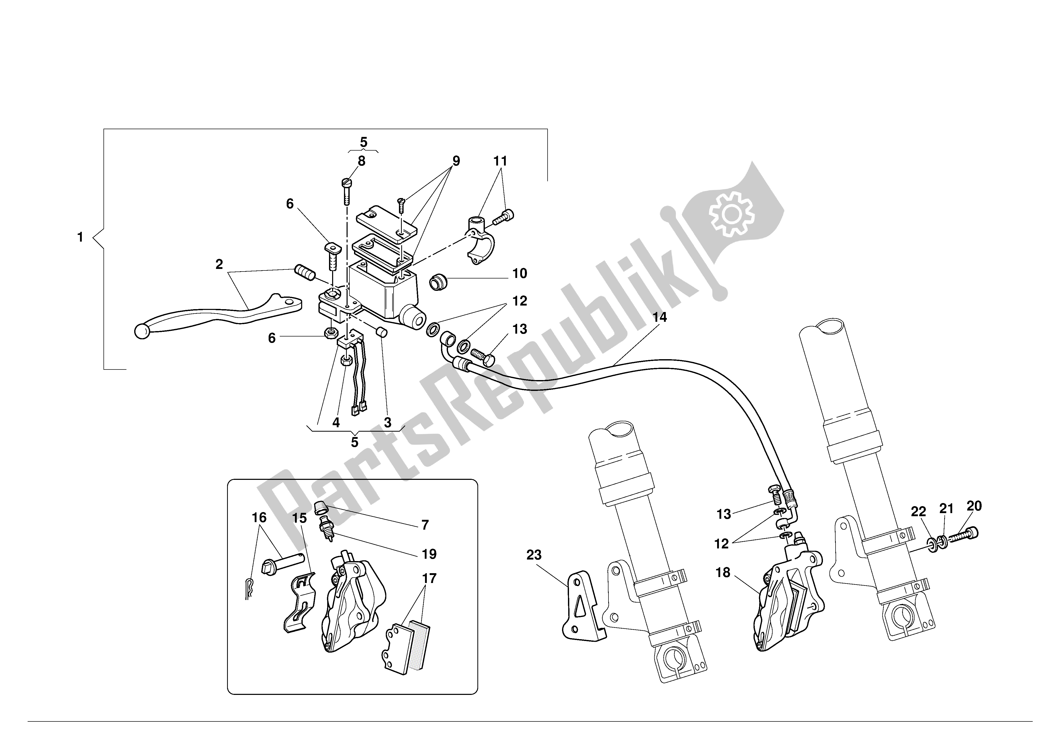 Tutte le parti per il Freno Anteriore del Ducati Monster 600 2001