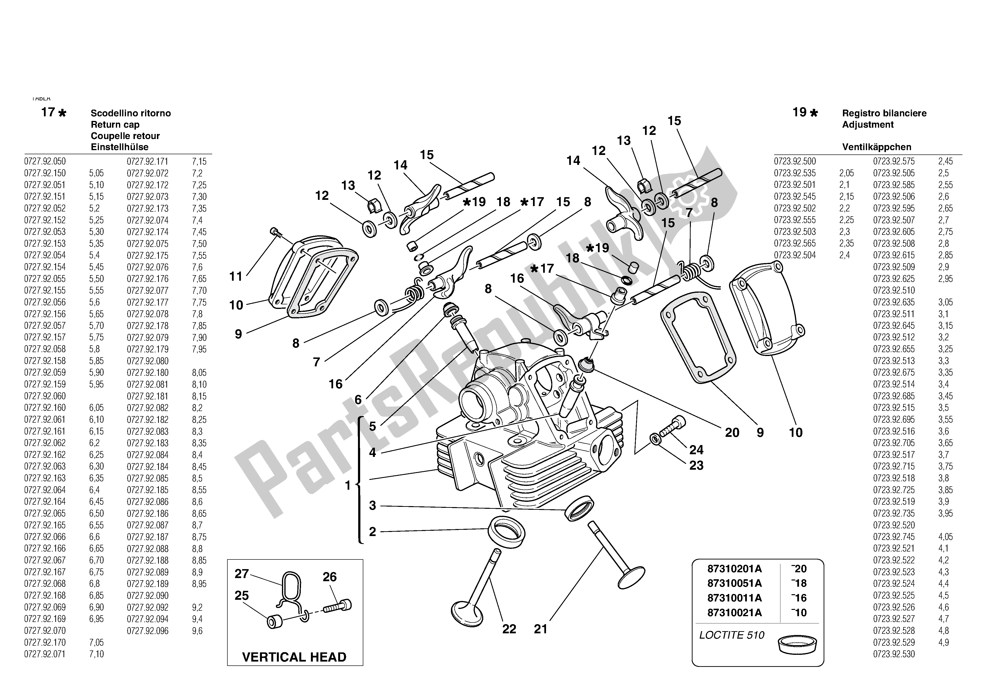 Todas las partes para Cabeza Vertical de Ducati Monster S 620 2003