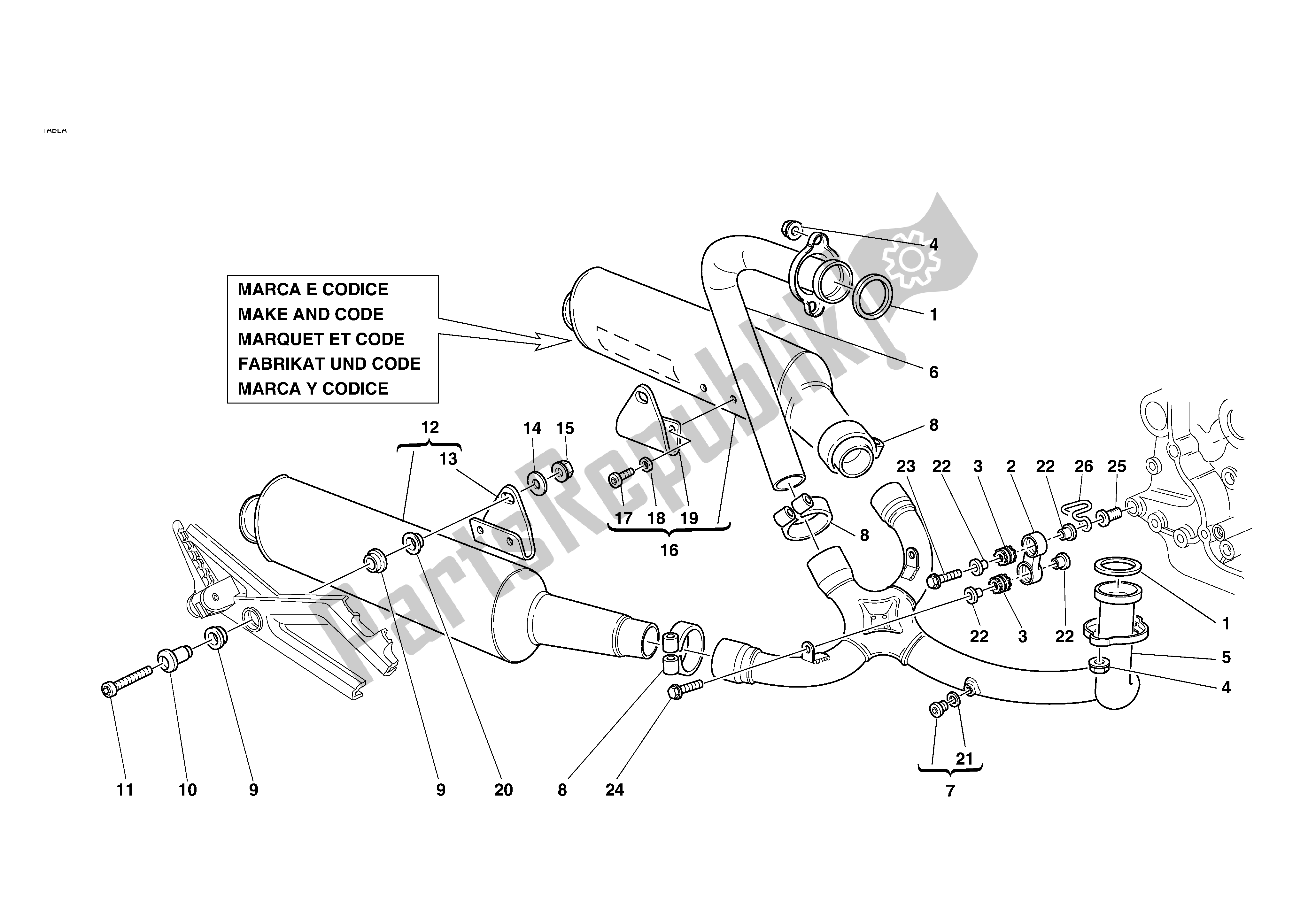 Todas las partes para Sistema De Escape de Ducati Monster S 620 2003