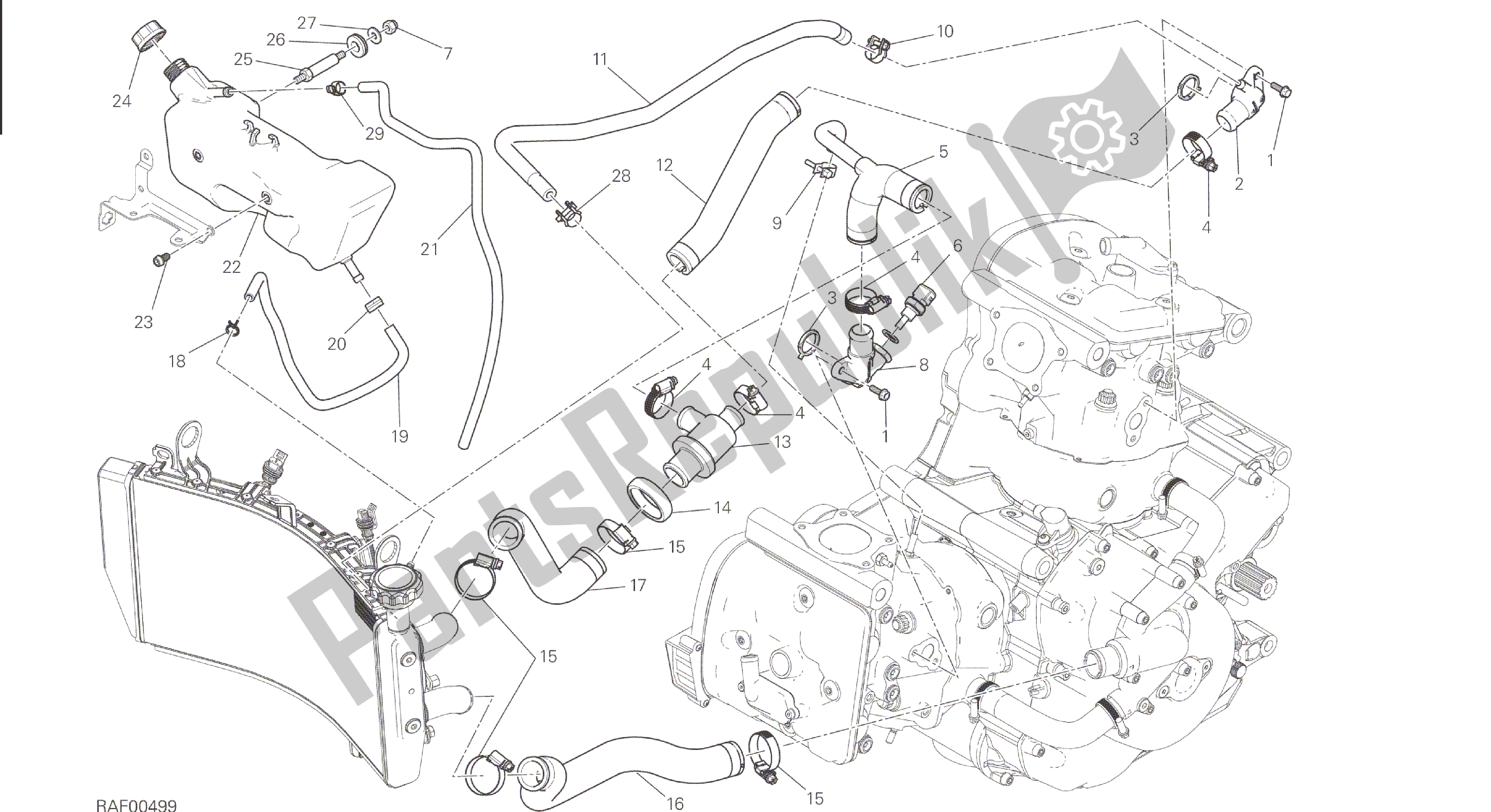 Todas las partes para Dibujo 031 - Sistema De Enfriamiento [mod: M 821] Marco De Grupo de Ducati Monster 821 2015