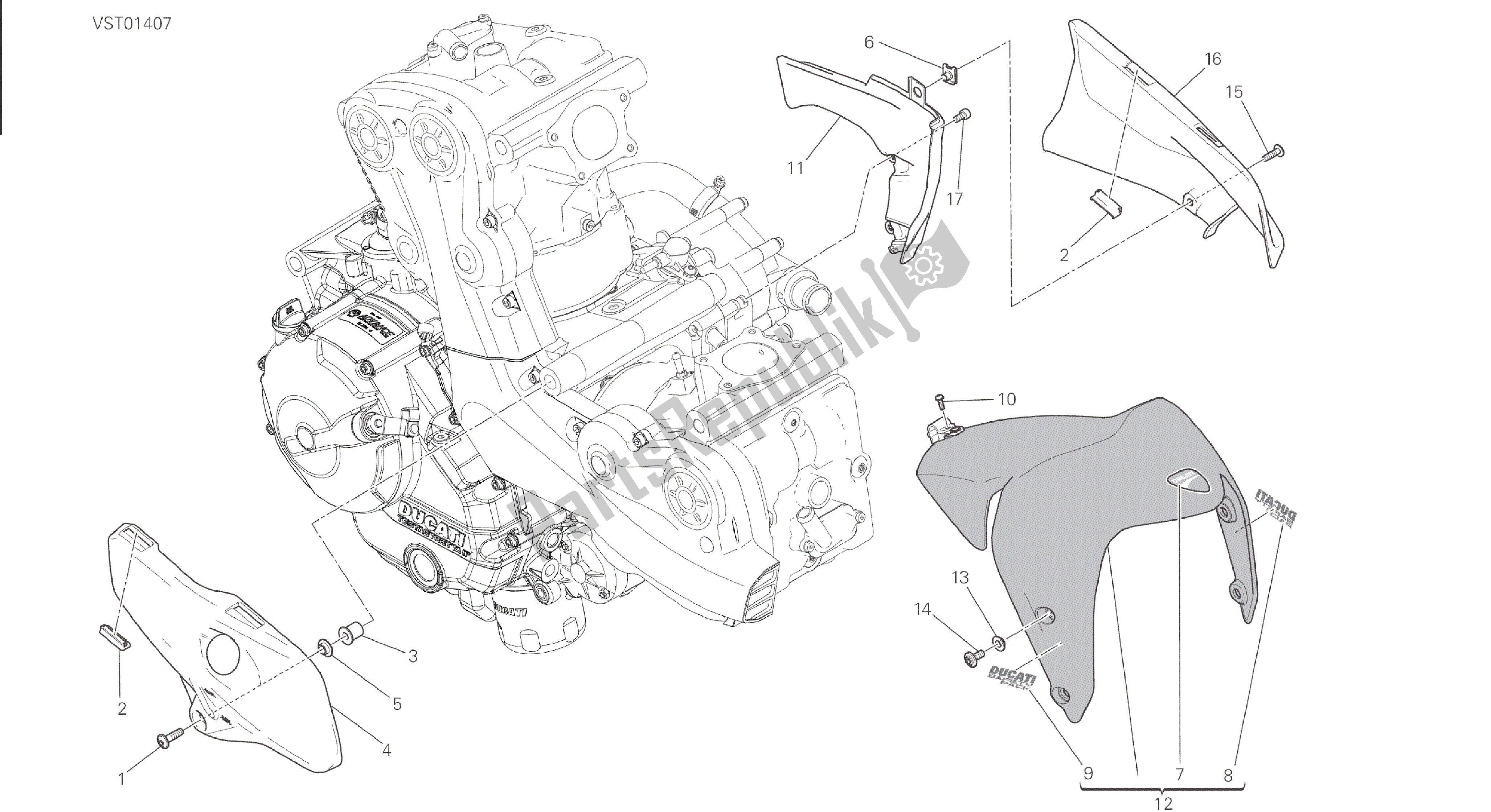 Alle onderdelen voor de Tekening 034 - Halve Kuip [mod: M 821] Groepsframe van de Ducati Monster 821 2015