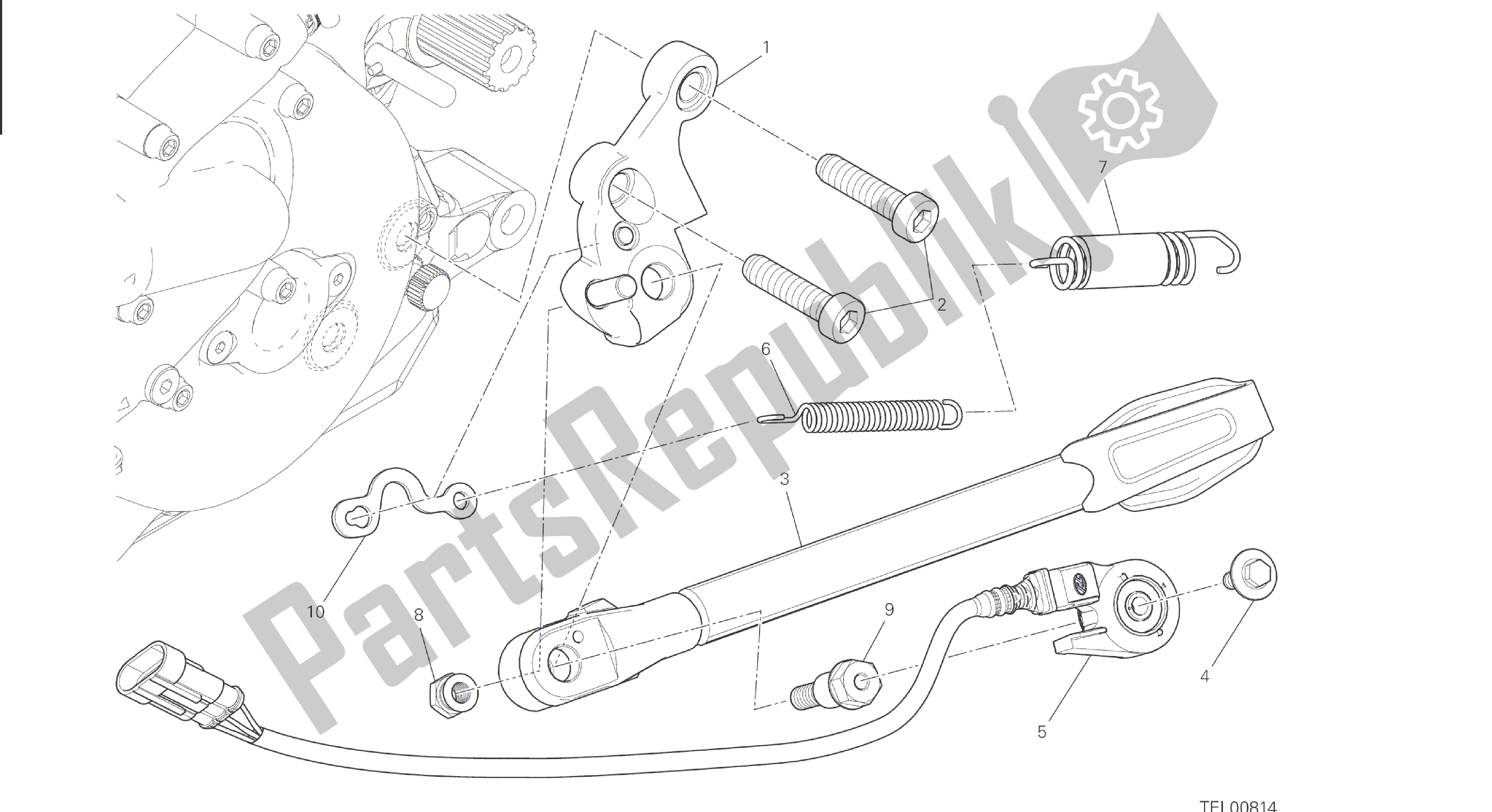 Alle onderdelen voor de Tekening 22a - Zijstandaard [mod: M 821] Groepsframe van de Ducati Monster 821 2015