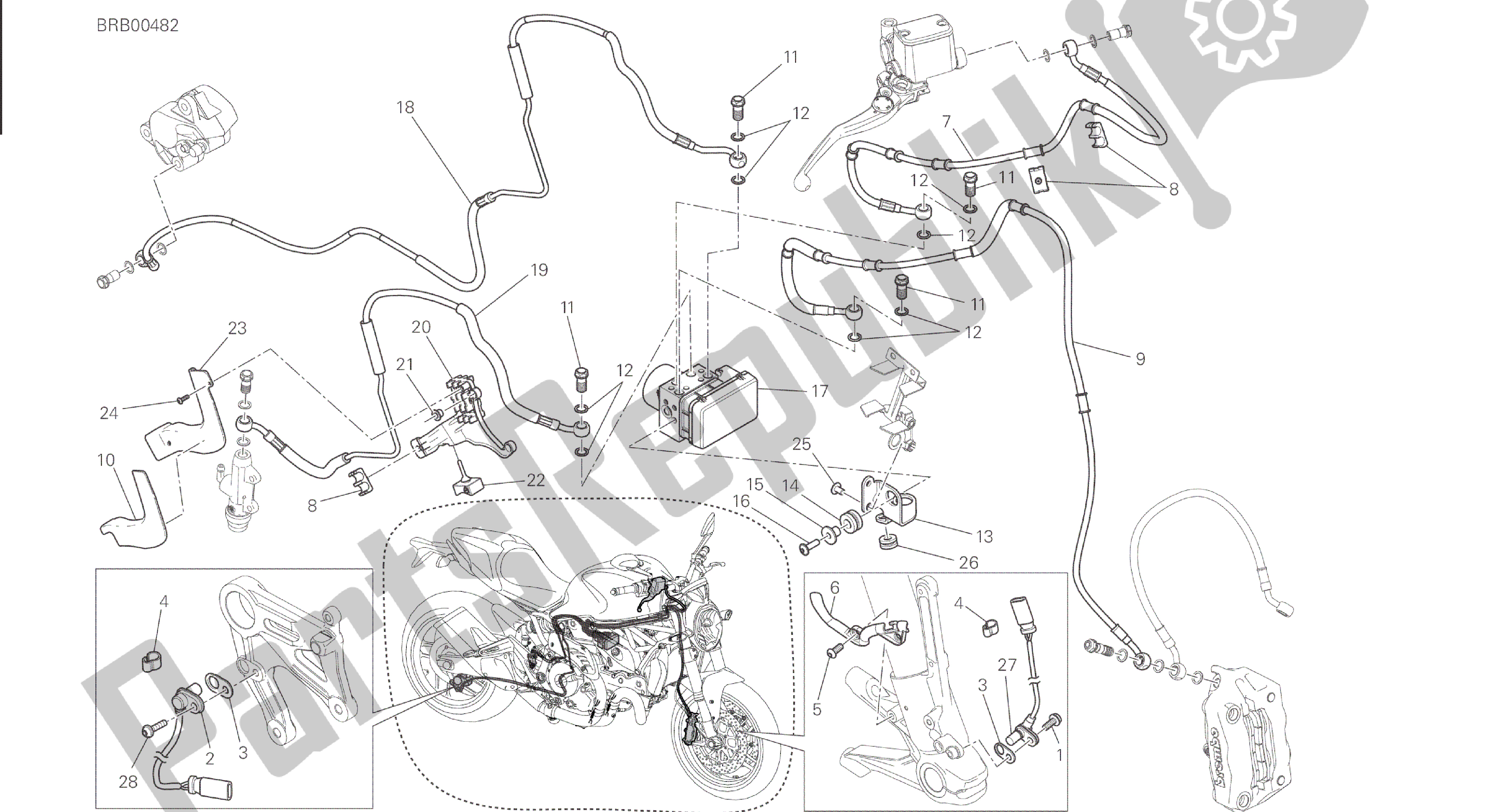 Todas las partes para Dibujo 24a - Sistema De Frenos Antibloqueo (abs) [mod: M 821] Marco De Grupo de Ducati Monster 821 2015