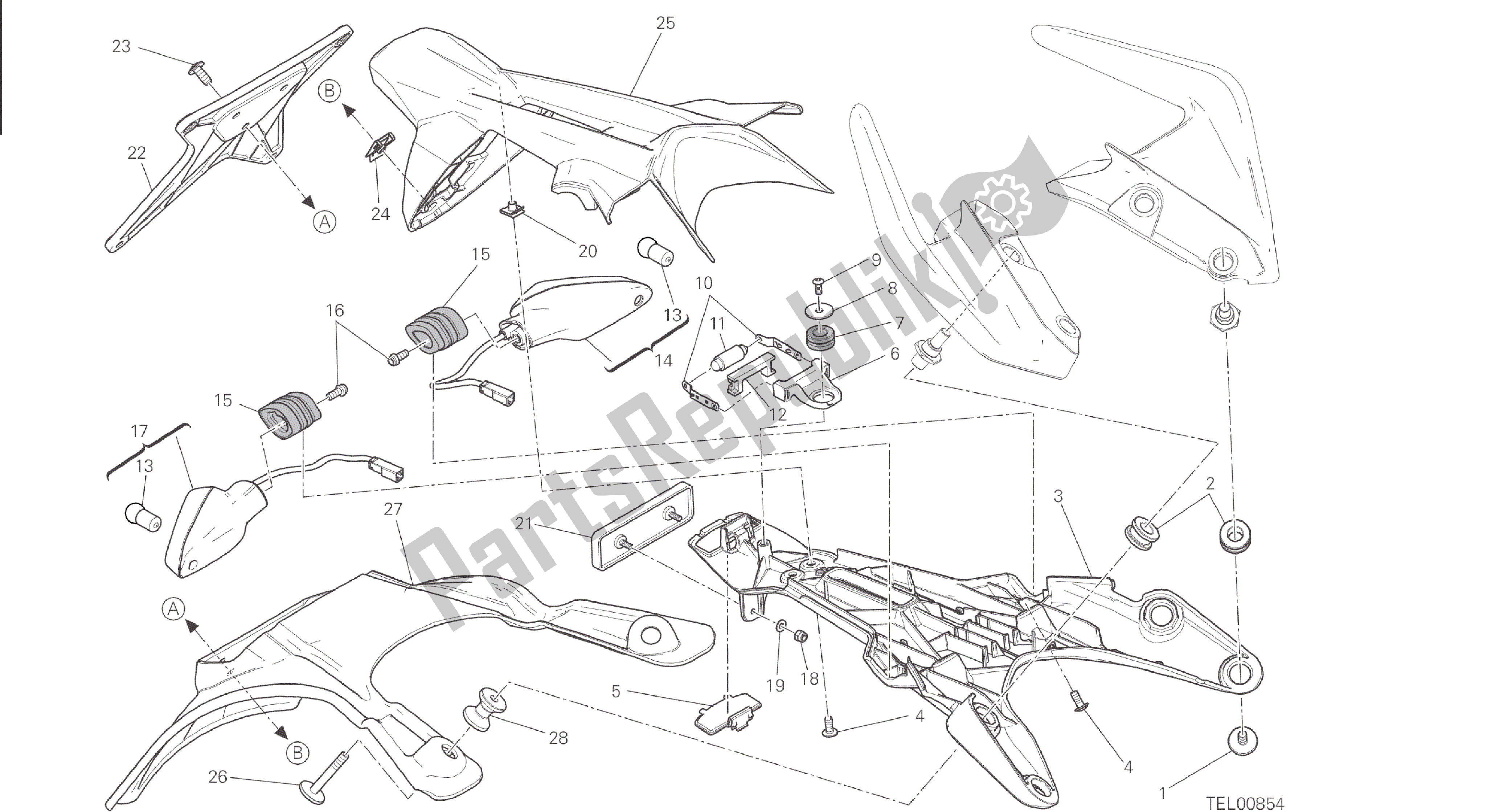 Todas las partes para Dibujo 28b - Soporte De Placa [mod: M 821; Xst: Aus] Grupo Eléctrico de Ducati Monster 821 2015