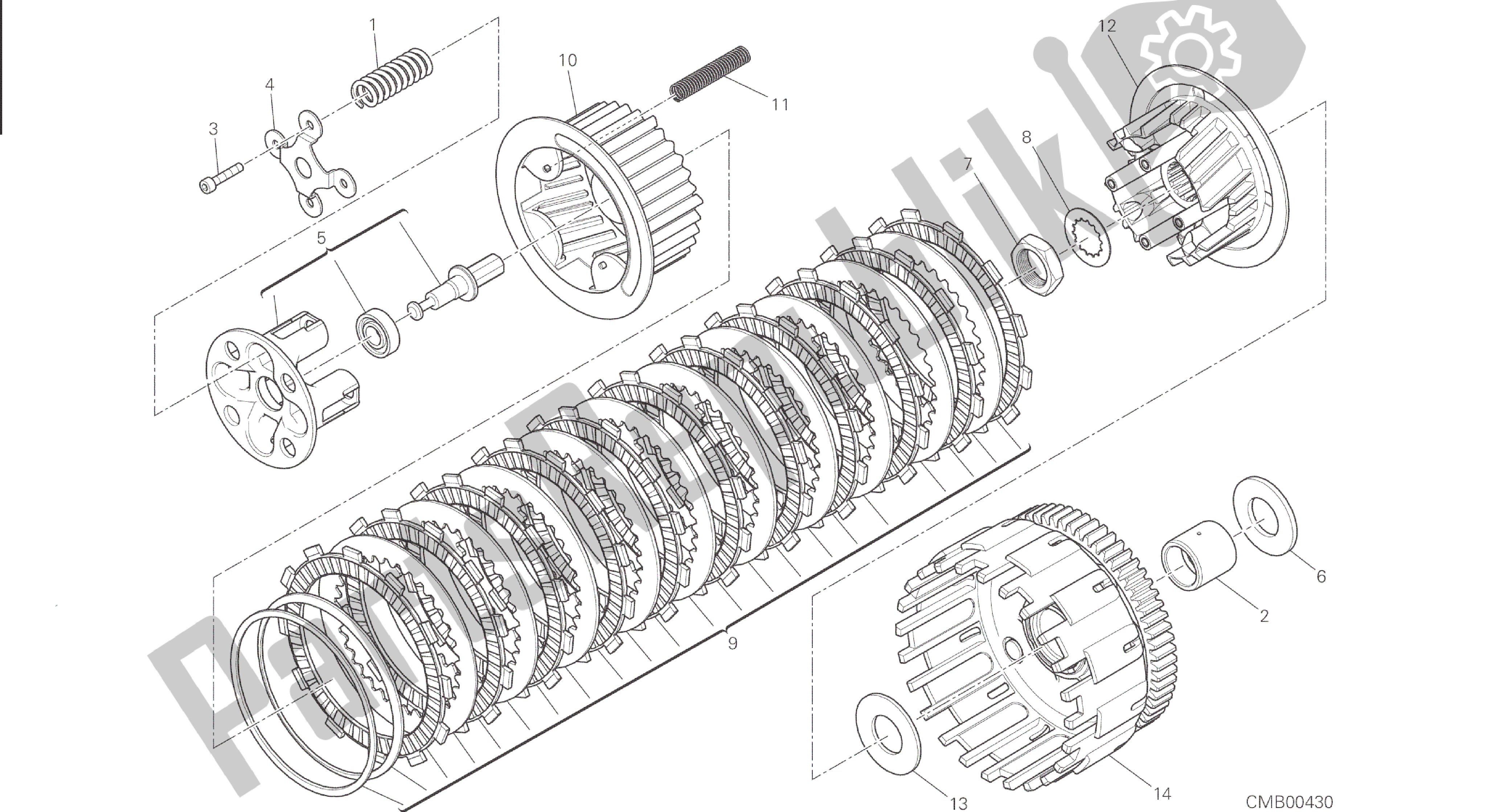 Alle onderdelen voor de Tekening 004 - Koppeling [mod: M 821] Groepsmotor van de Ducati Monster 821 2015