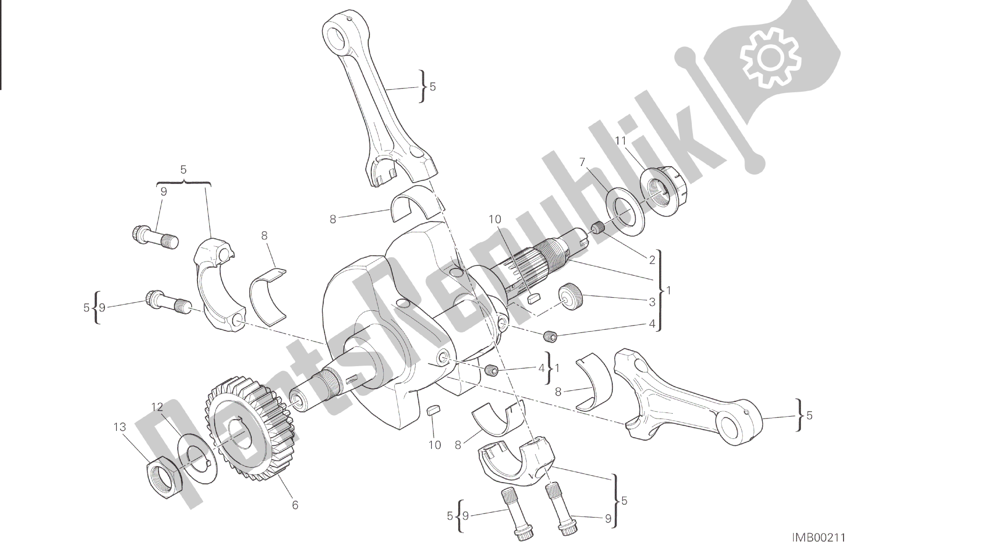 Alle onderdelen voor de Tekening 006 - Drijfstangen [mod: M 821] Groepsmotor van de Ducati Monster 821 2015