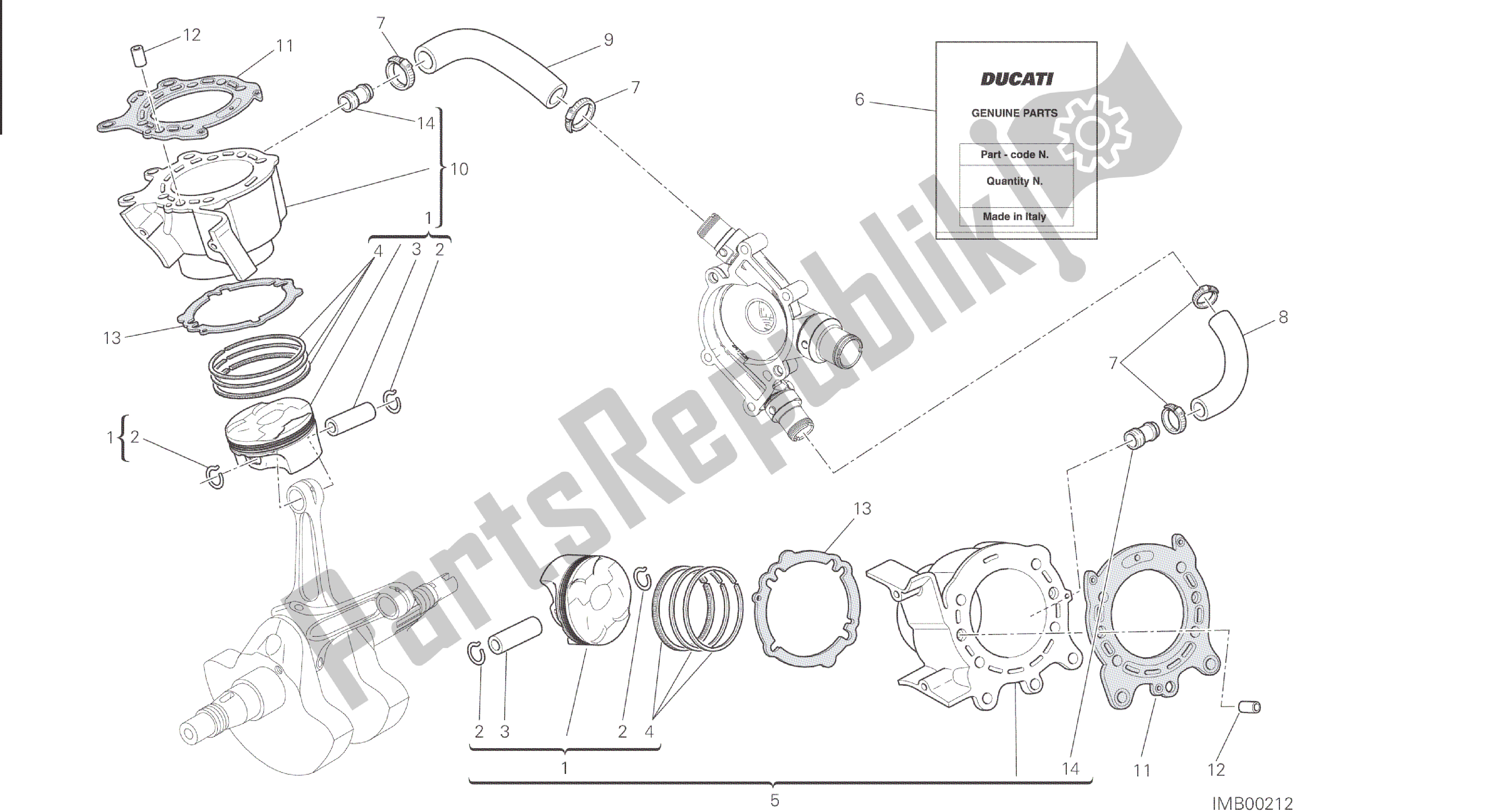 Alle onderdelen voor de Tekening 007 - Cilinders - Zuigers [mod: M 821] Groepsmotor van de Ducati Monster 821 2015