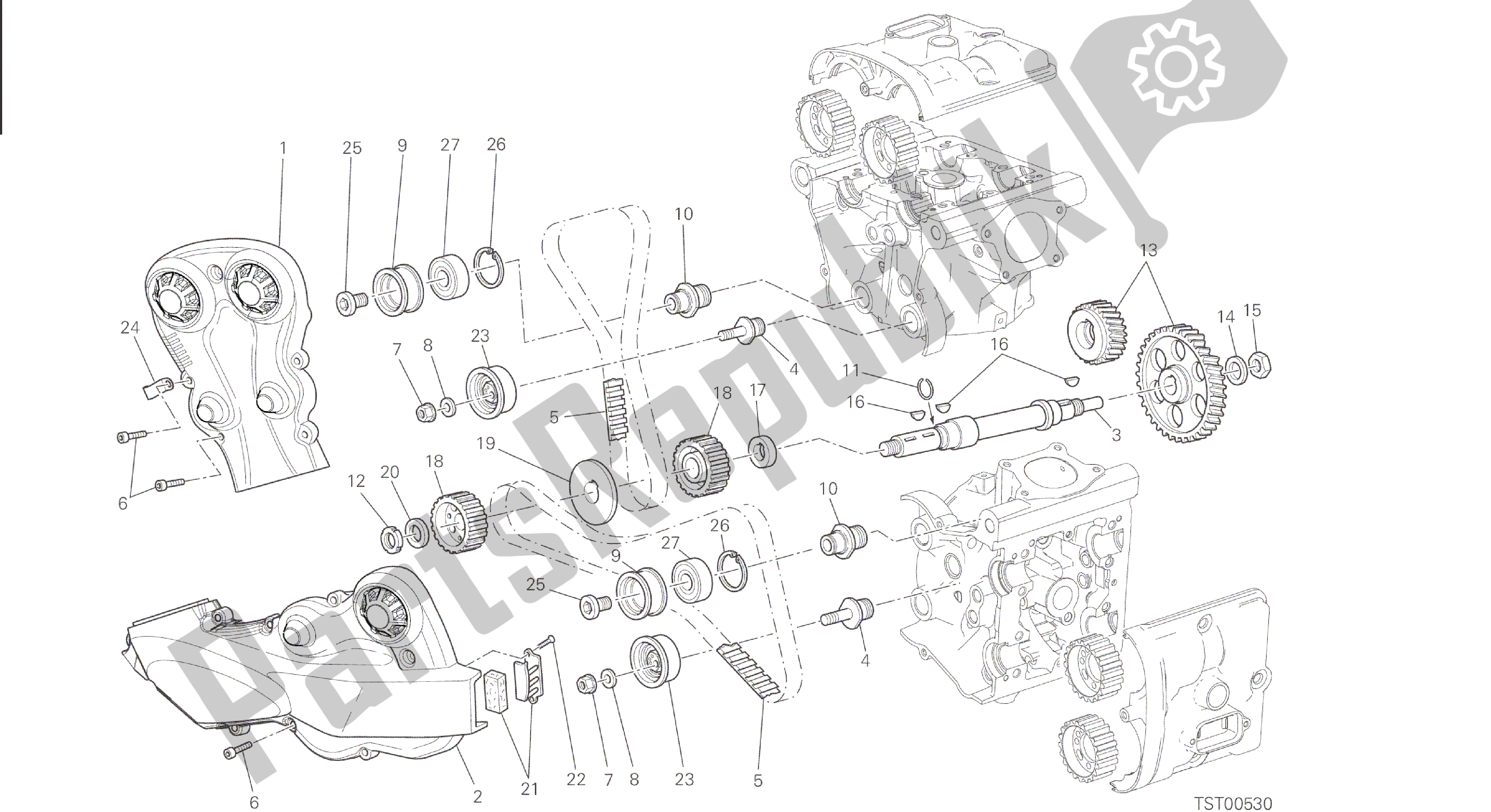 Alle onderdelen voor de Tekening 008 - Distribuzione [mod: M 821] Groep Engine van de Ducati Monster 821 2015