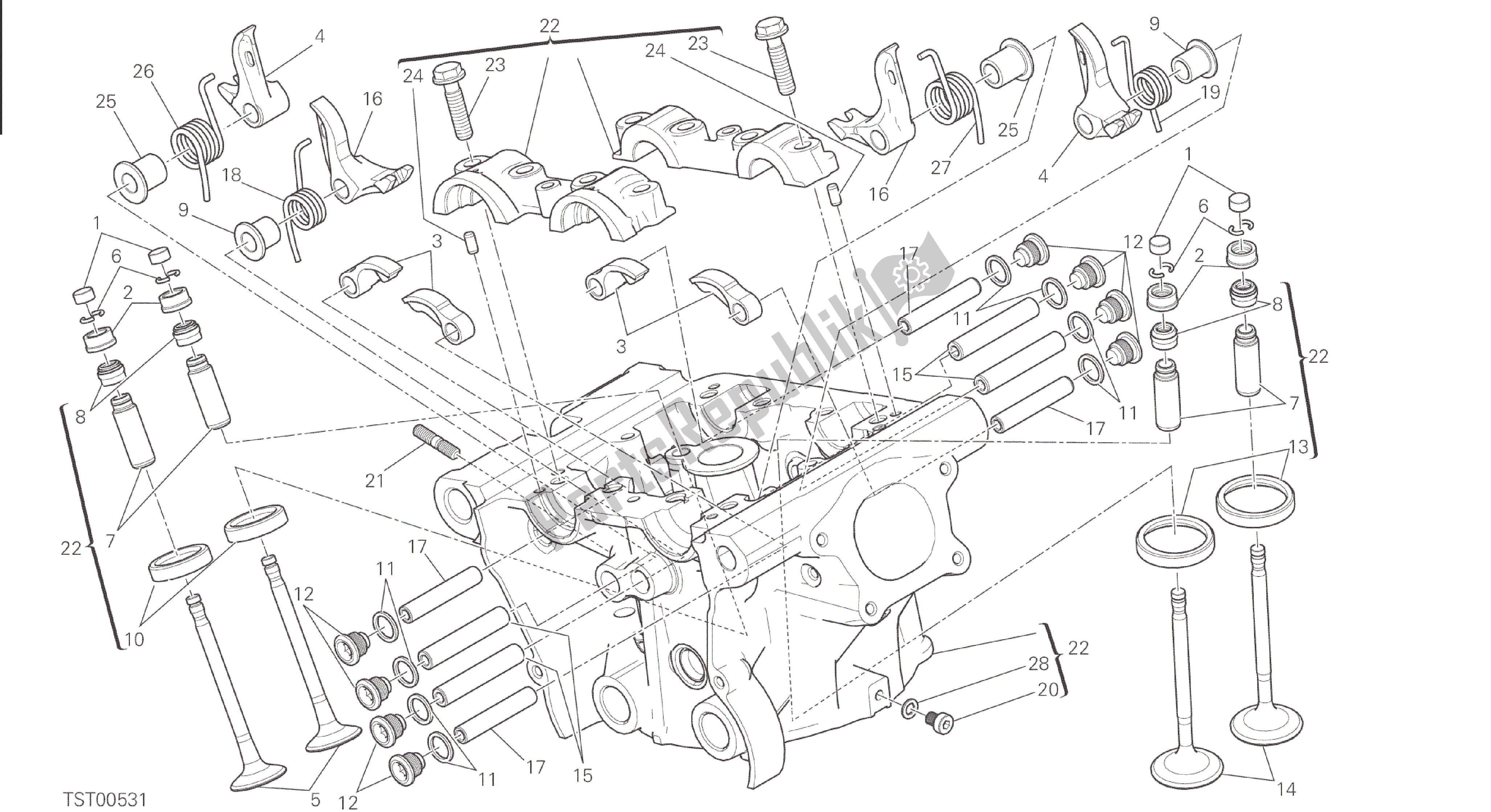 Alle onderdelen voor de Tekening 014 - Verticale Kop [mod: M 821] Groepsmotor van de Ducati Monster 821 2015