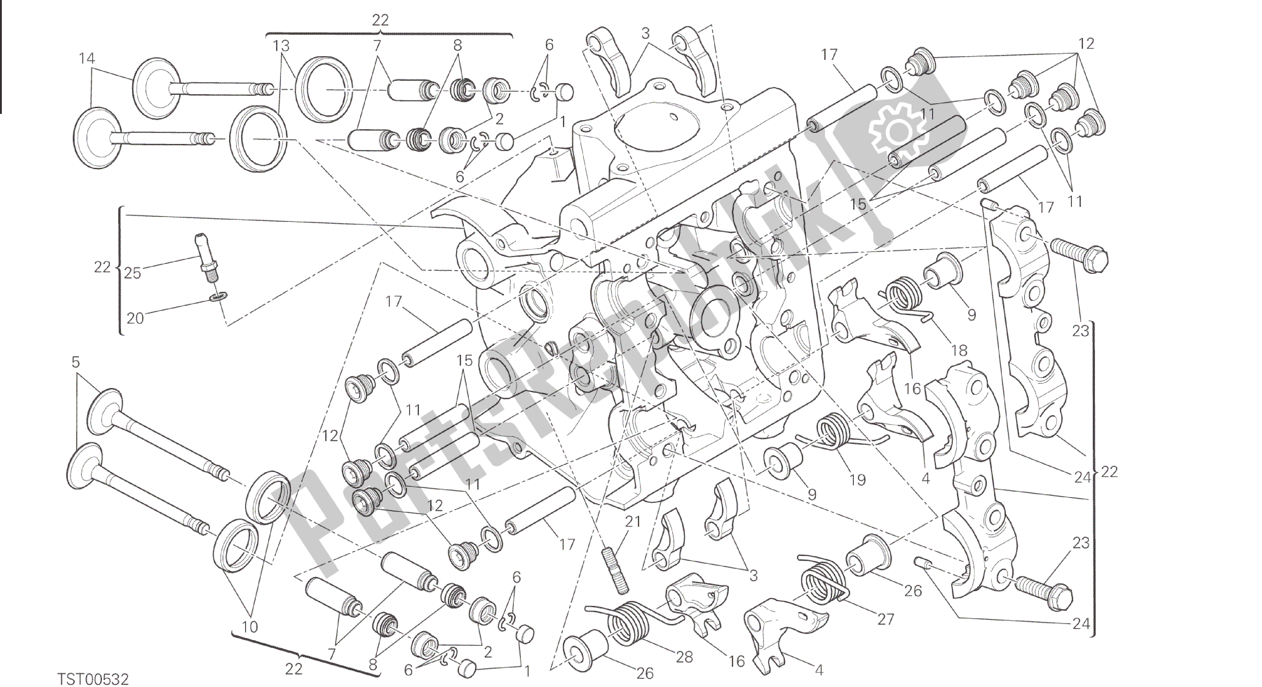 Todas las partes para Dibujo 015 - Motor De Grupo Cabeza Horizontal [mod: M 821] de Ducati Monster 821 2015