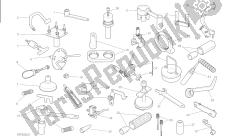 dibujo 001 - herramientas de servicio de taller, herramientas de grupo motor [mod: m 821]