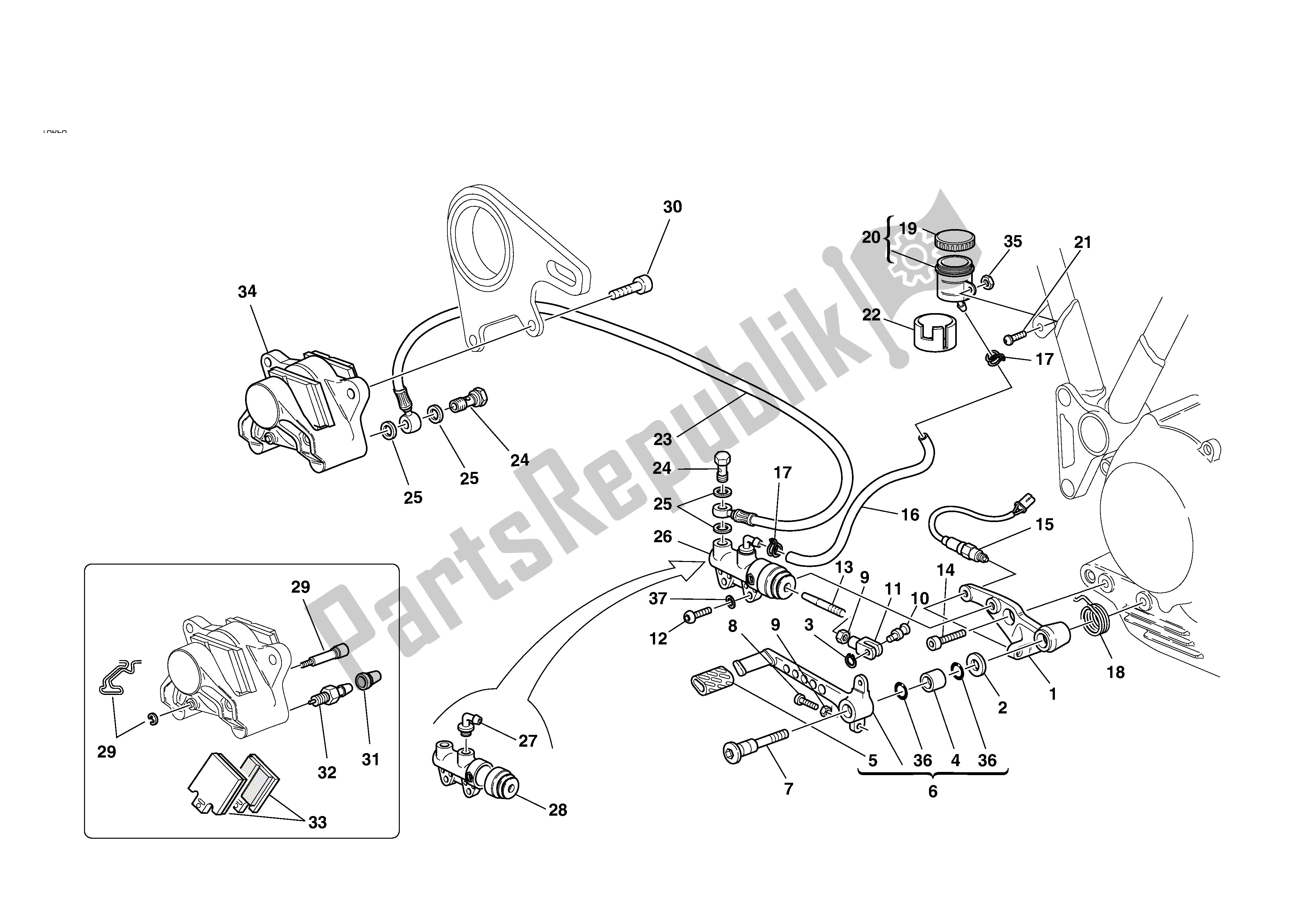 Todas las partes para Freno Hidráulico Trasero de Ducati MH 900 2001 - 2002