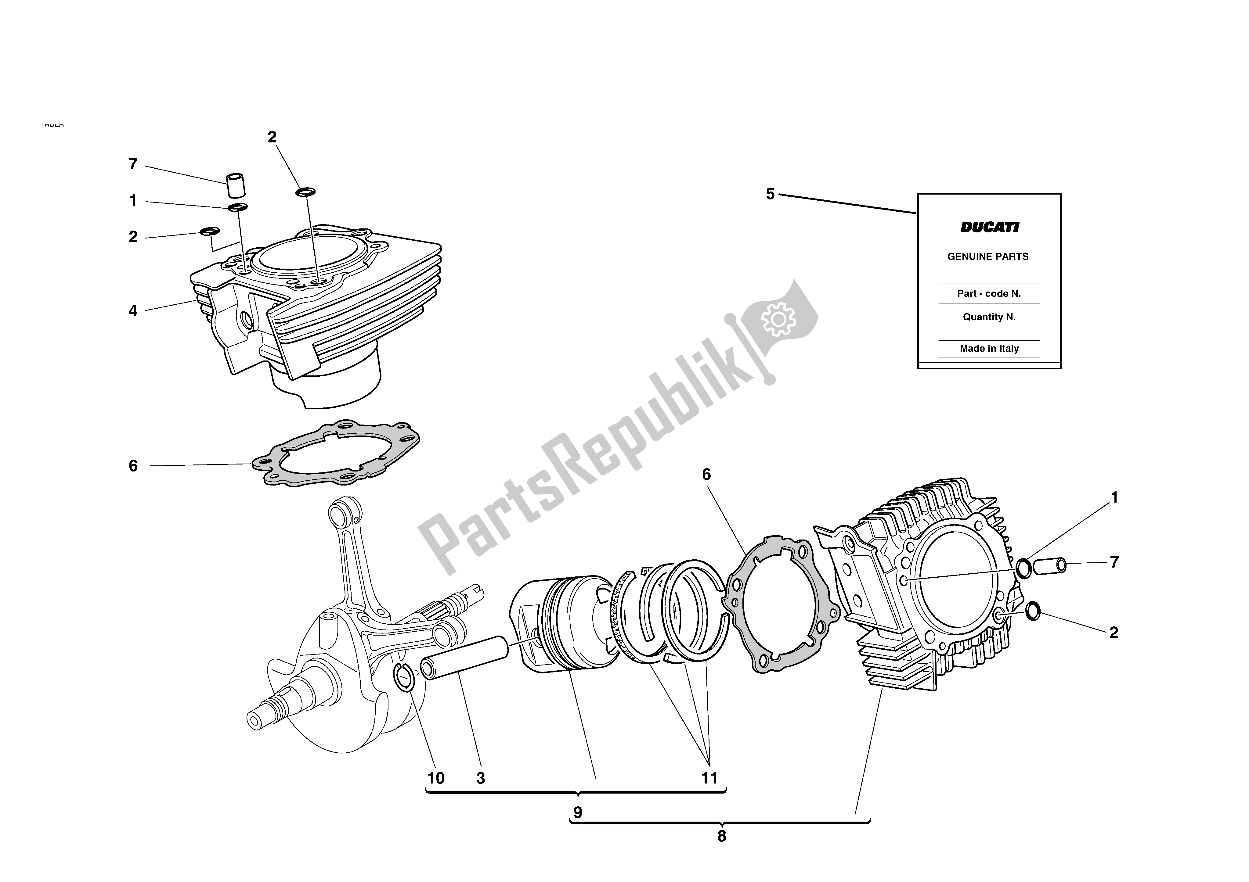 Toutes les pièces pour le Cylindres - Pistons du Ducati MH 900 2001 - 2002