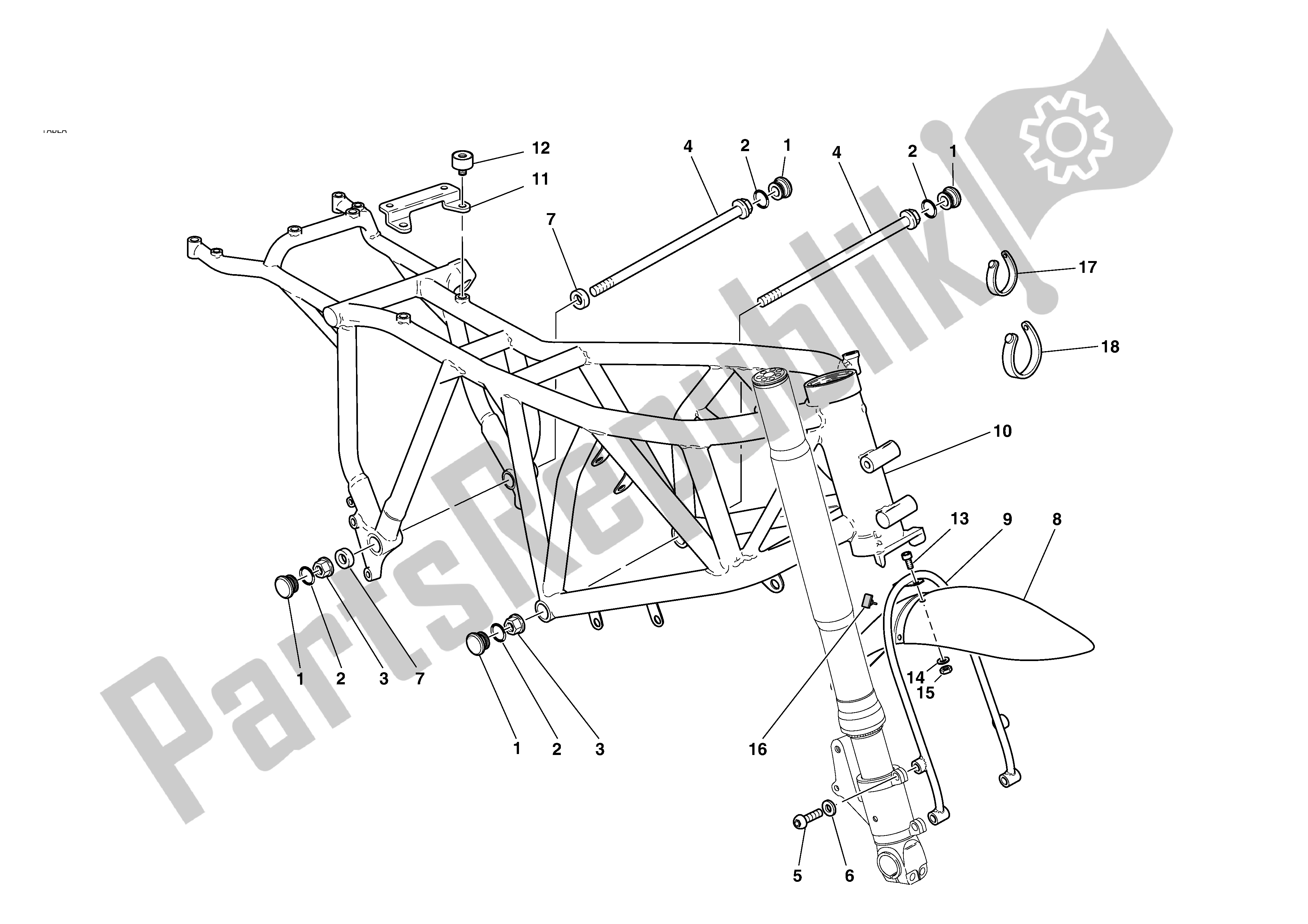 Alle onderdelen voor de Kader van de Ducati MH 900 2001 - 2002