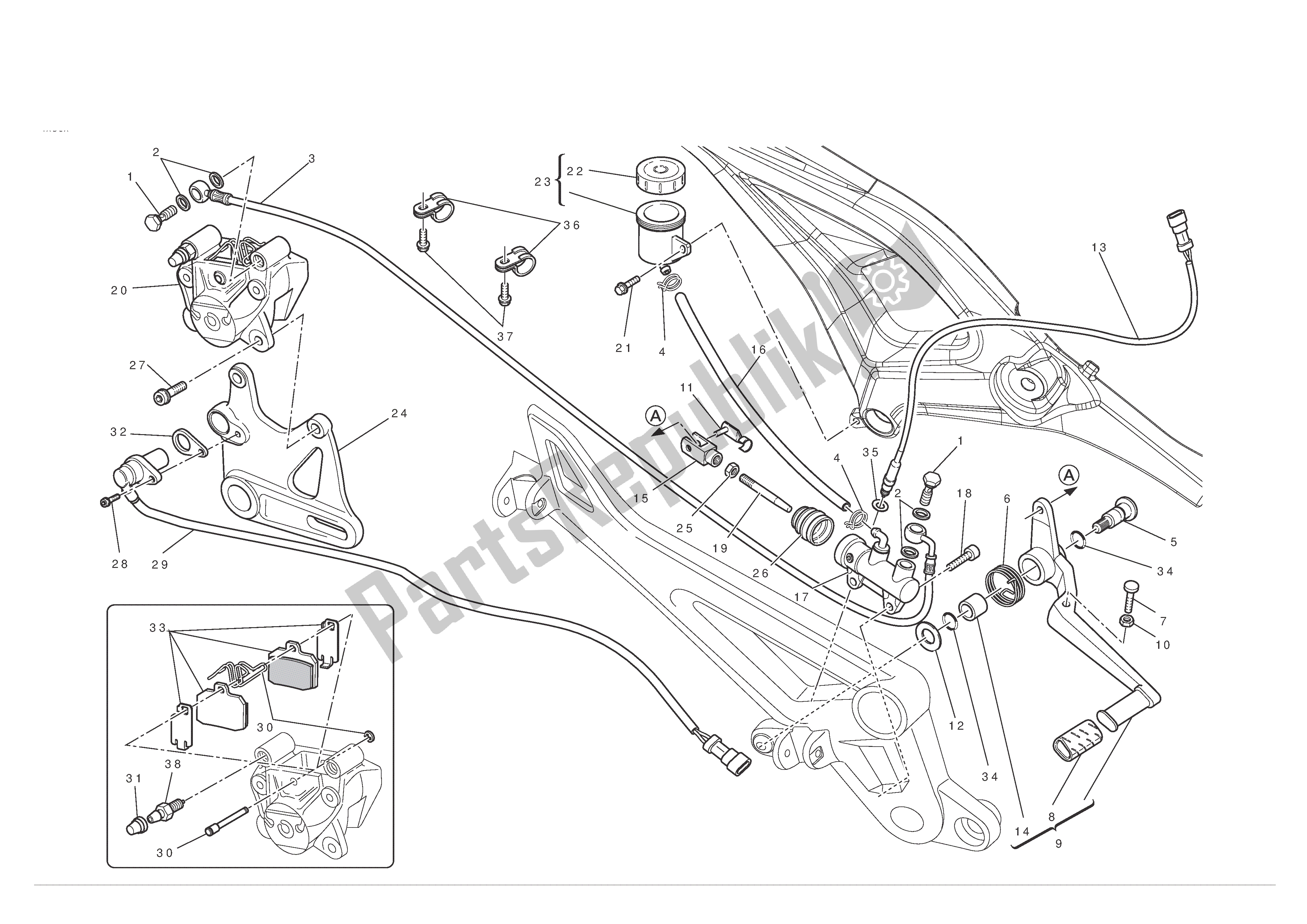 Todas as partes de Freio Traseiro do Ducati Monster Thailand 795 2012 - 2015