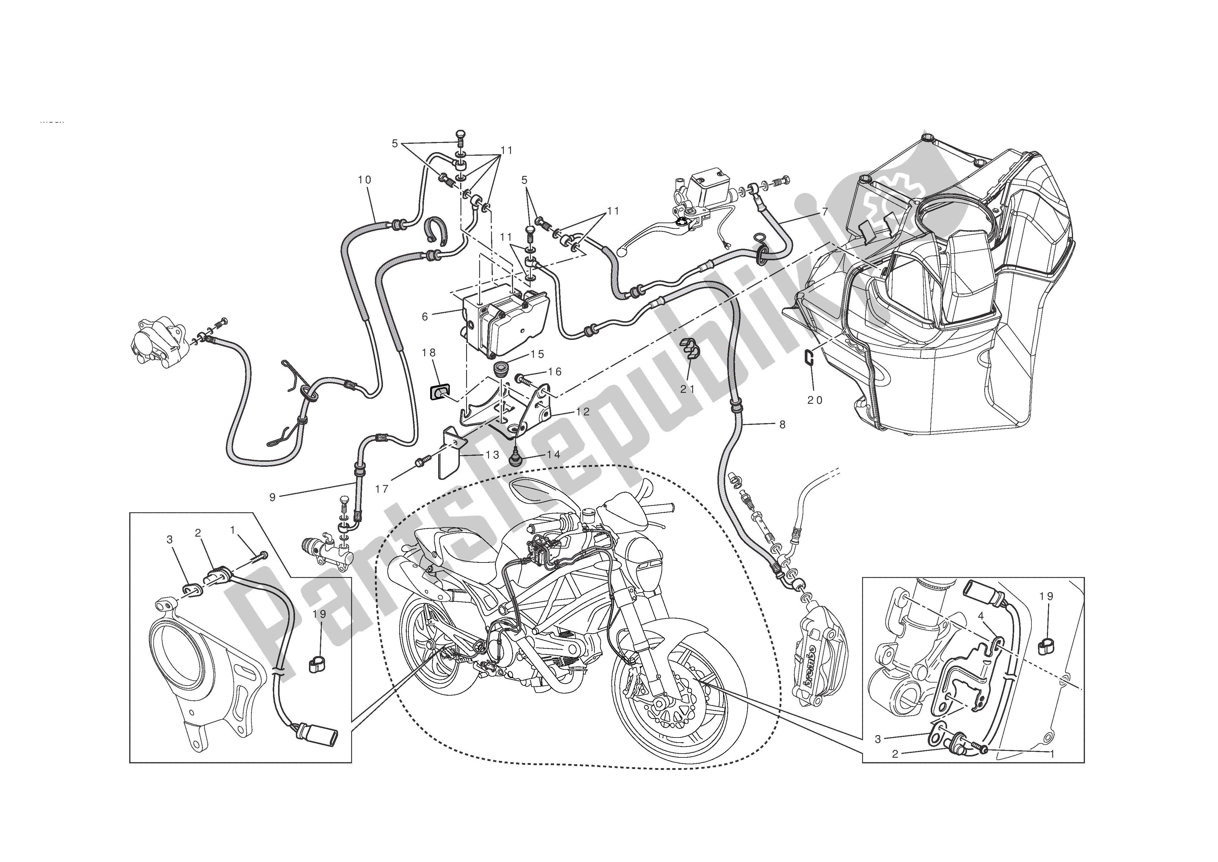 Todas las partes para Sistema Antibloqueo De Frenos (abs) de Ducati Monster ABS 796 2012