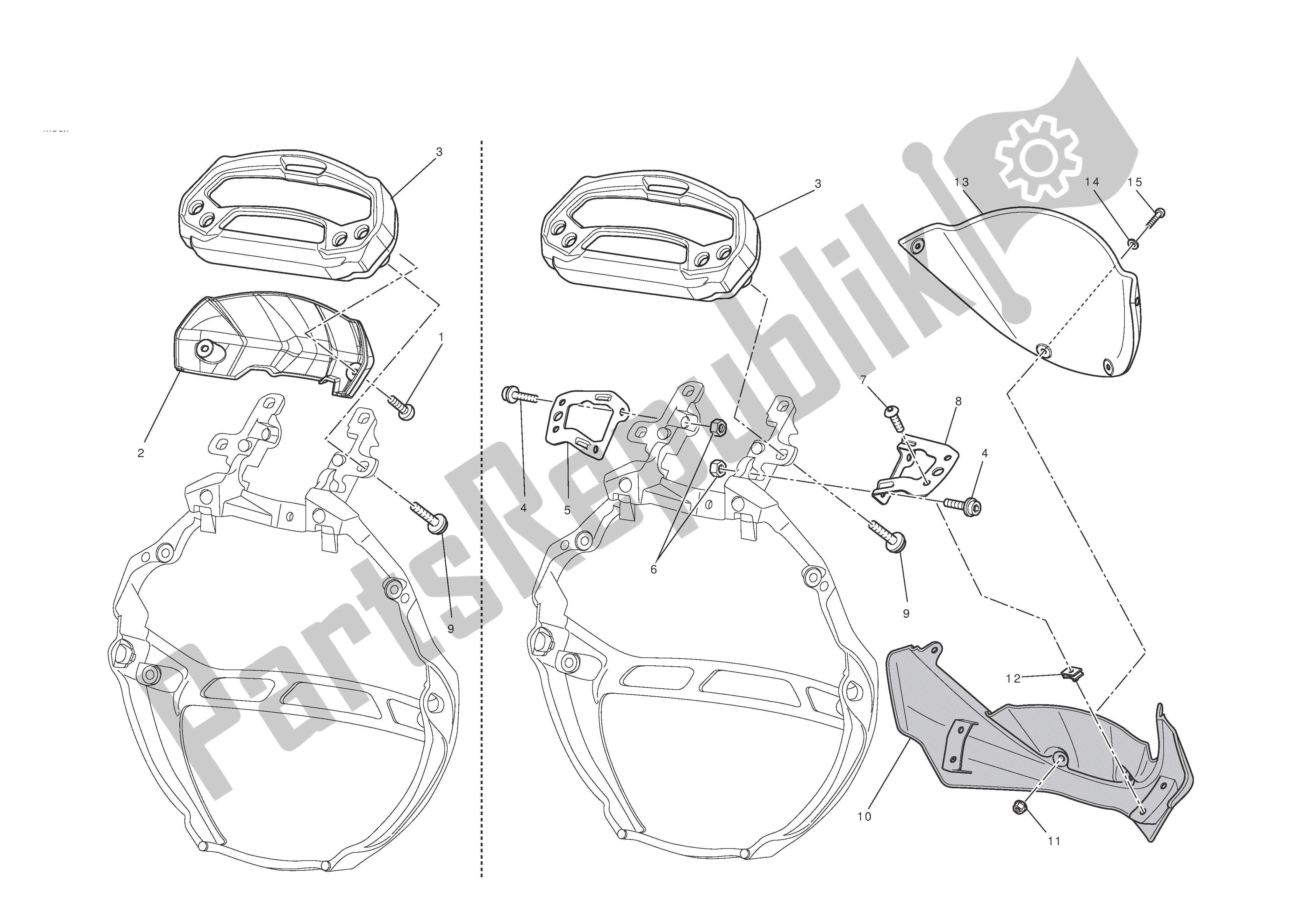 Todas as partes de Painel De Instrumentos - Farol do Ducati Monster ABS 796 2012