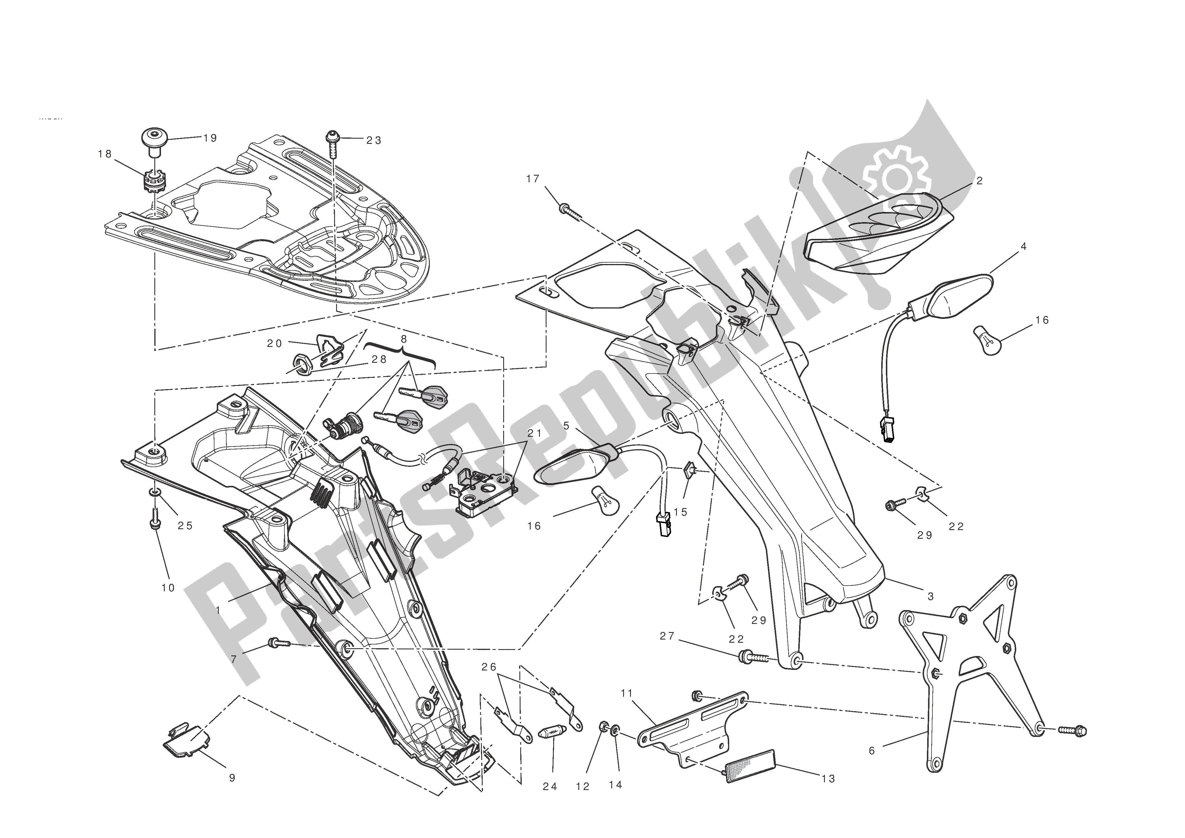 Todas las partes para Soporte De Matrícula - Luz Trasera de Ducati Monster ABS 796 2012