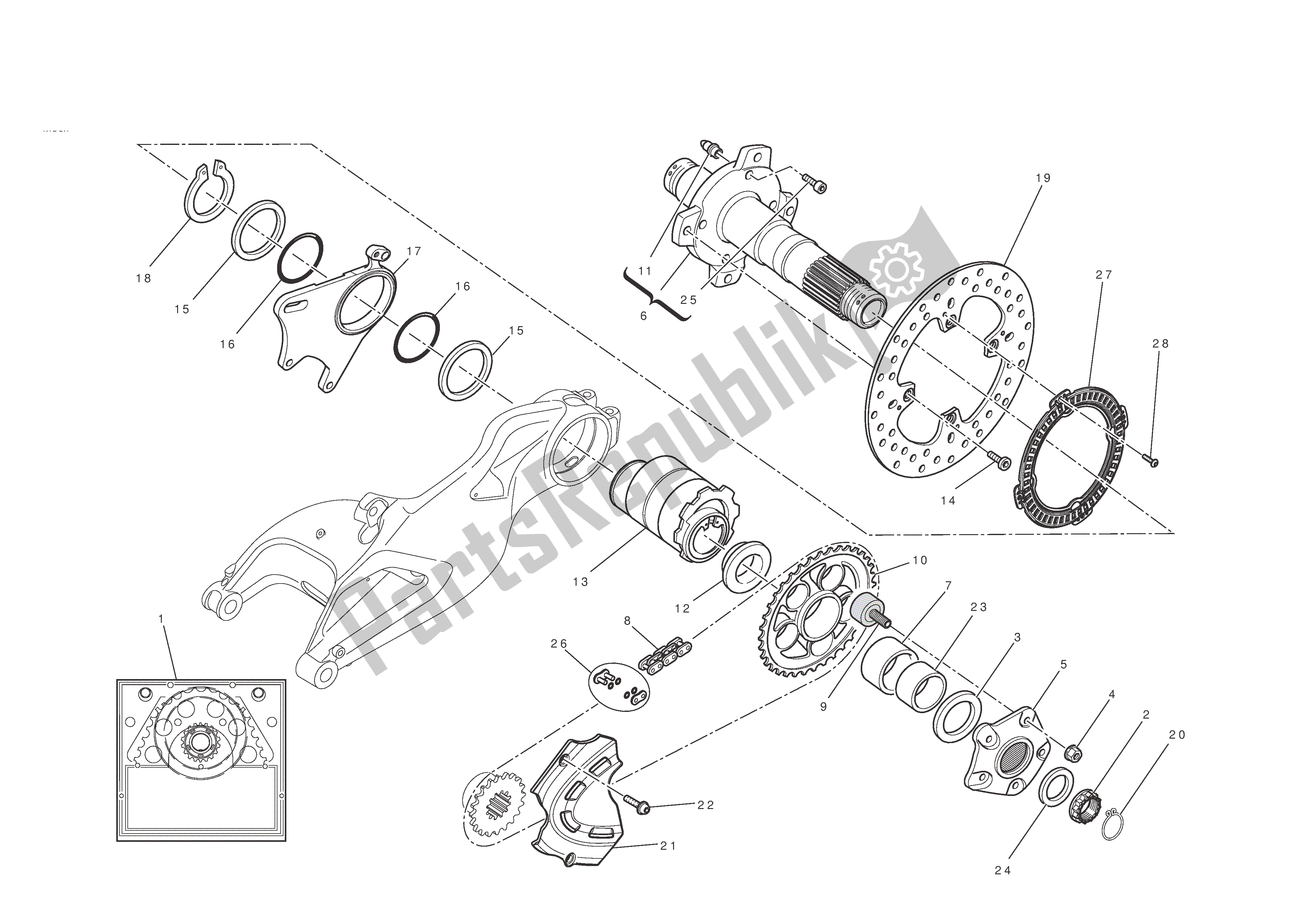 Todas las partes para Eje De La Rueda Trasera de Ducati Monster ABS 796 2012