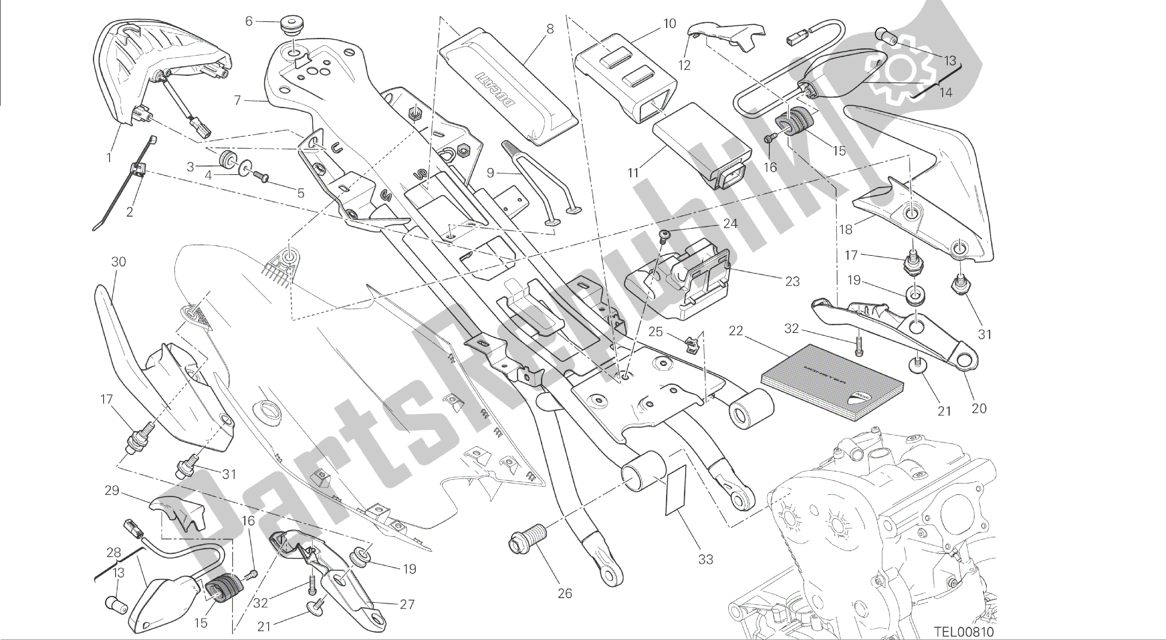 Todas las partes para Dibujo 027 - Cuadro Trasero Comp. [mod: M 1200] Marco De Grupo de Ducati Monster 1200 2014