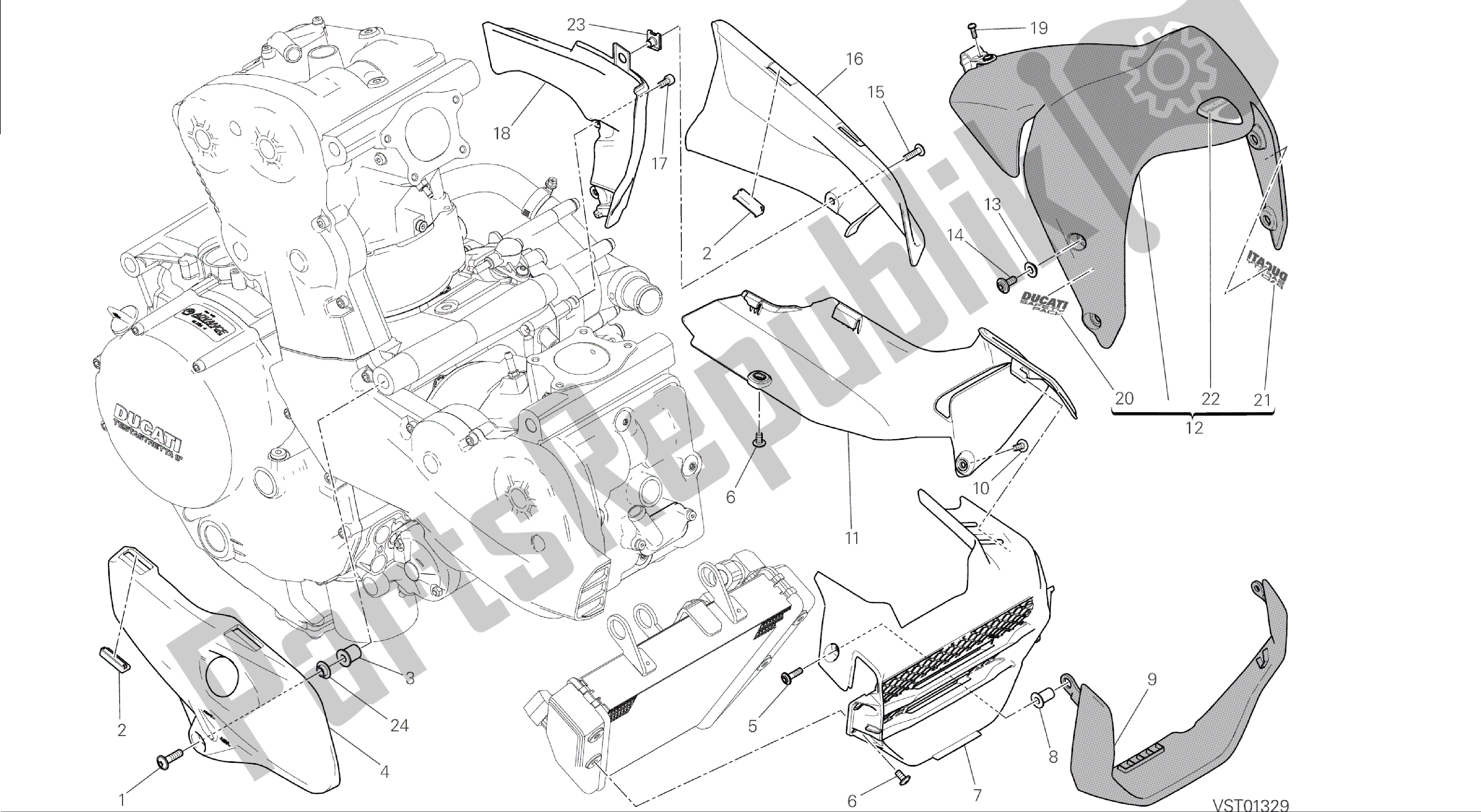 Todas las partes para Dibujo 034 - Marco De Grupo Medio Carenado [mod: M 1200] de Ducati Monster 1200 2014