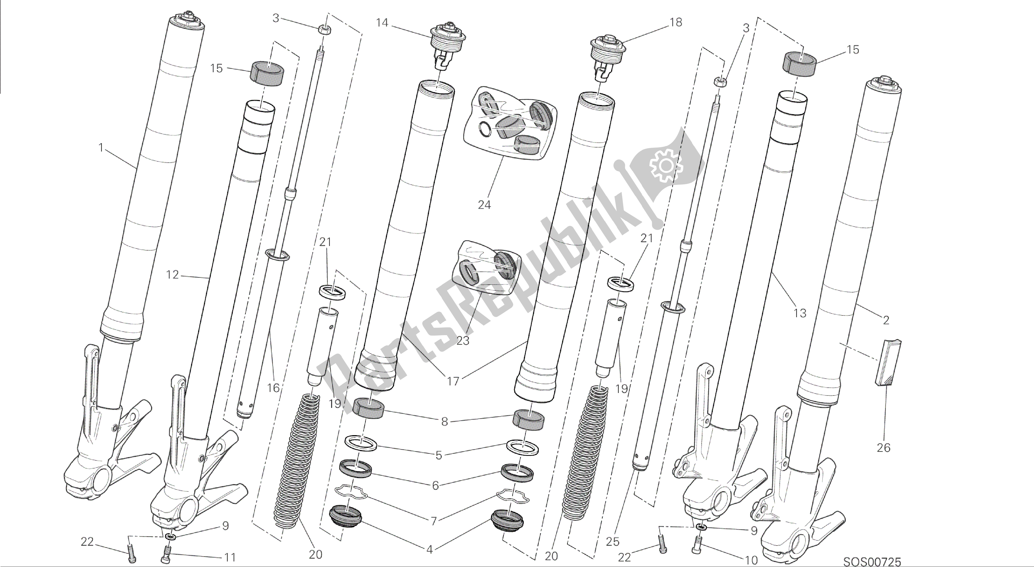 Todas las partes para Dibujo 21a - Horquilla Delantera [mod: M 1200; Xst: Chn] Cuadro De Grupo de Ducati Monster 1200 2014