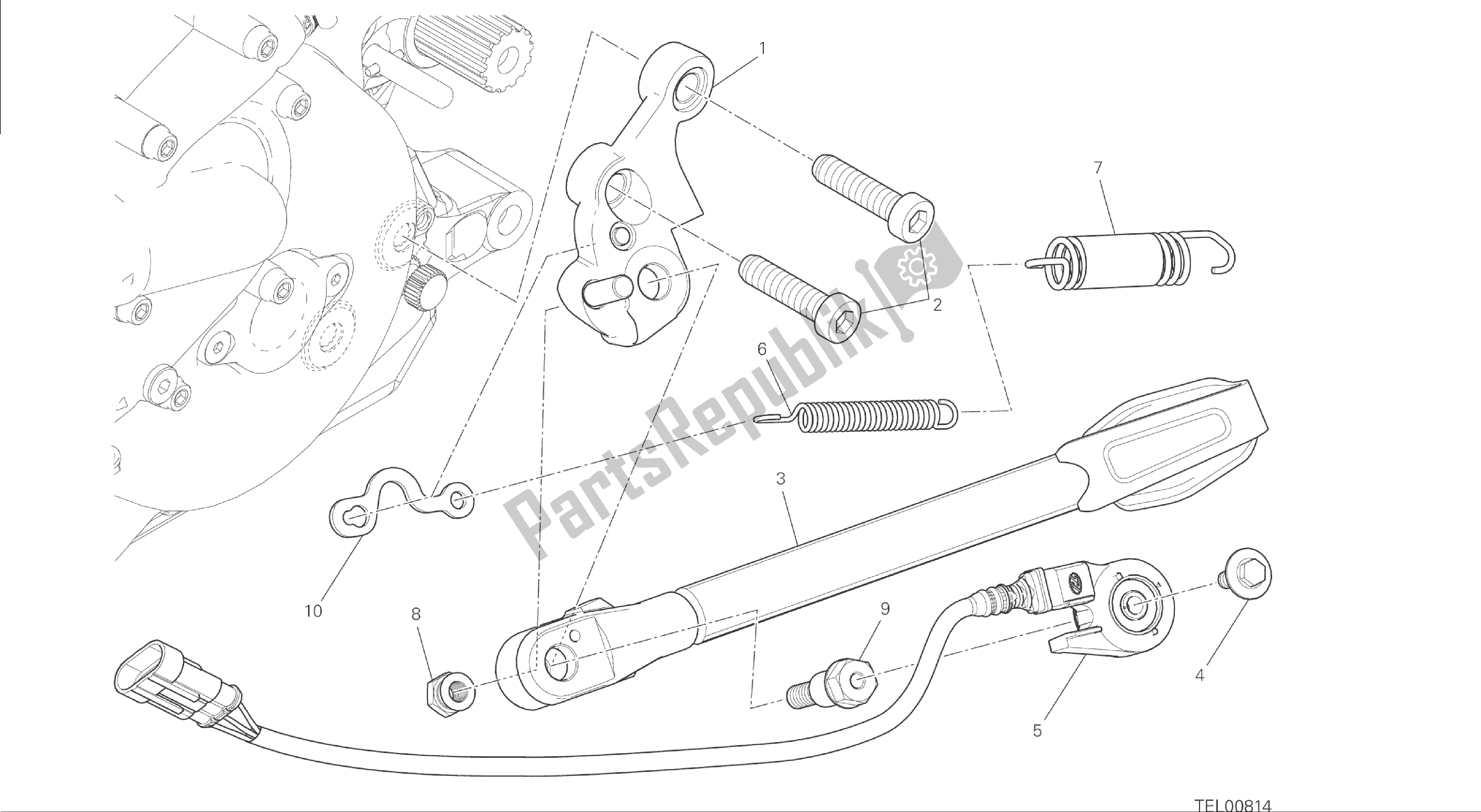 Toutes les pièces pour le Dessin 22a - Béquille Latérale [mod: M 1200] Cadre De Groupe du Ducati Monster 1200 2014
