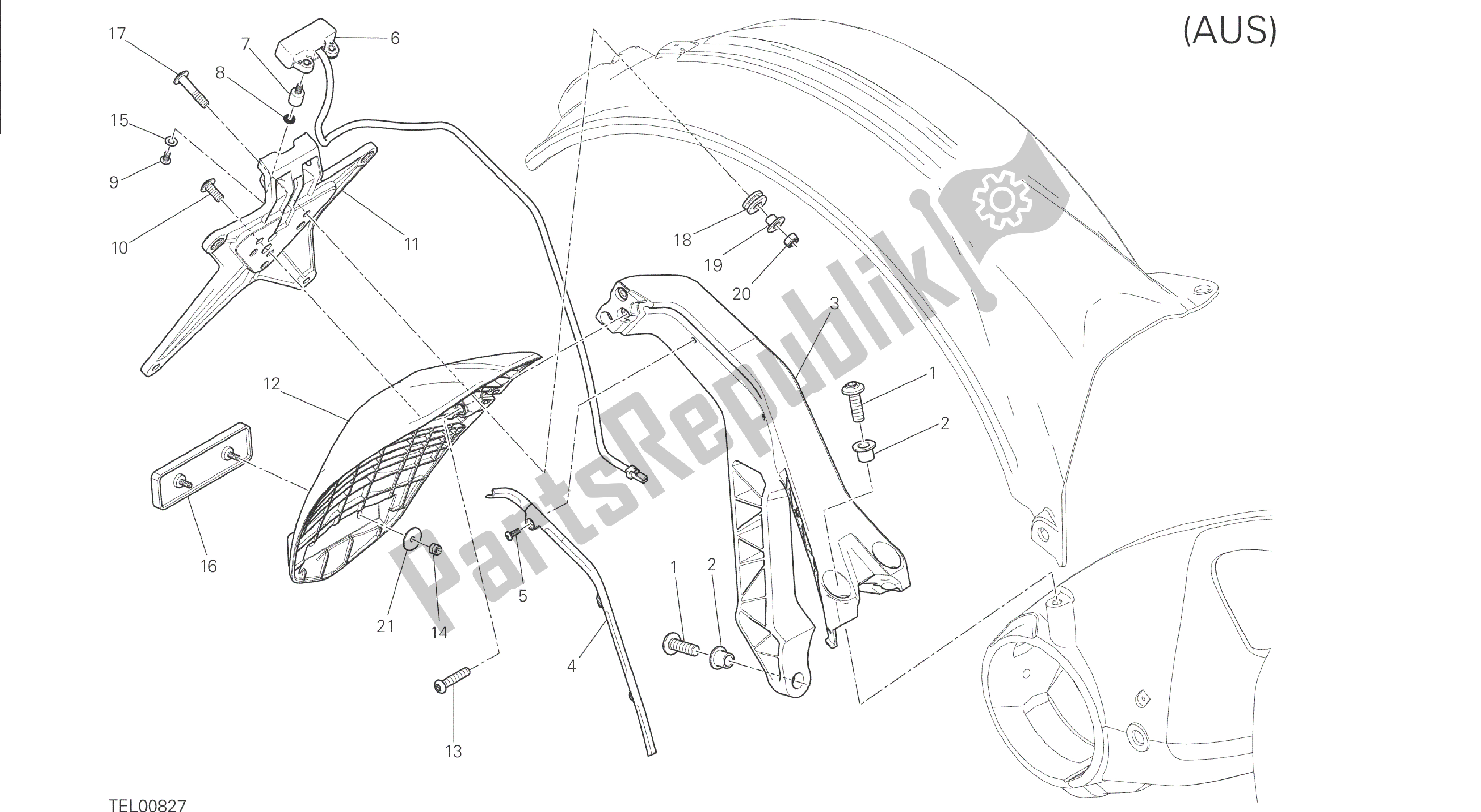 Todas las partes para Dibujo 28b - Soporte De Placa [mod: M 1200; Xst: Aus] Grupo Eléctrico de Ducati Monster 1200 2014