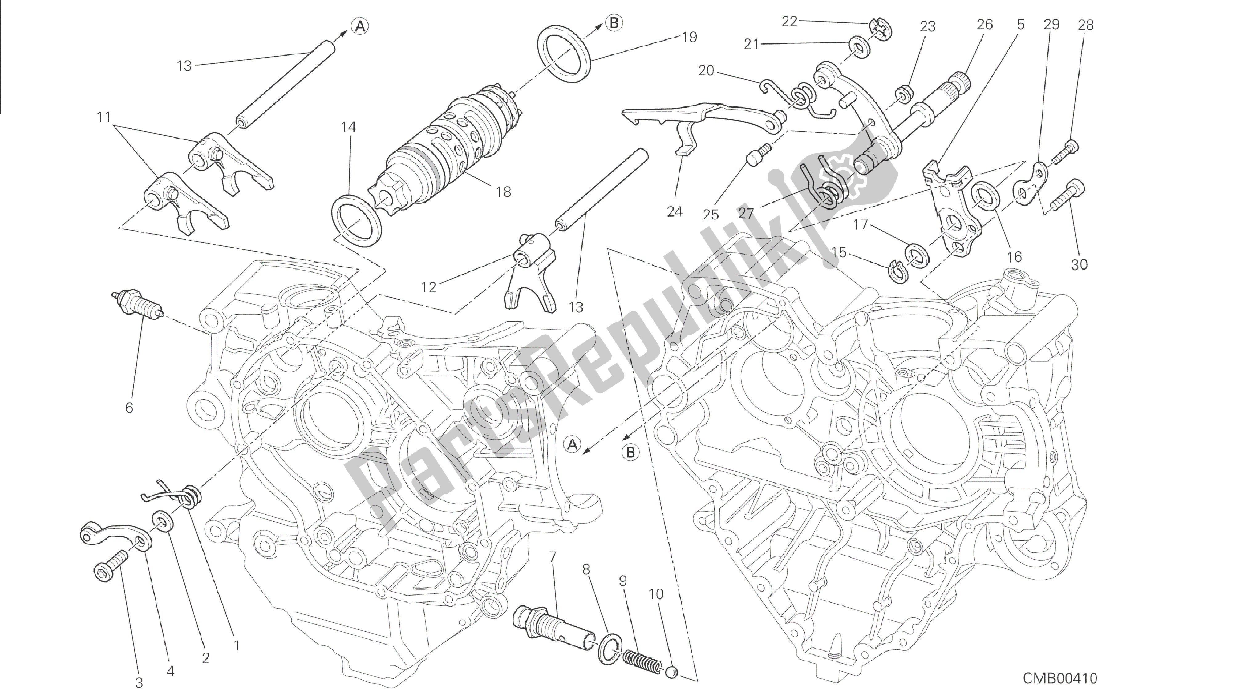 Todas las partes para Dibujo 002 - Leva De Cambio - Horquilla [mod: M 1200] Motor De Grupo de Ducati Monster 1200 2014