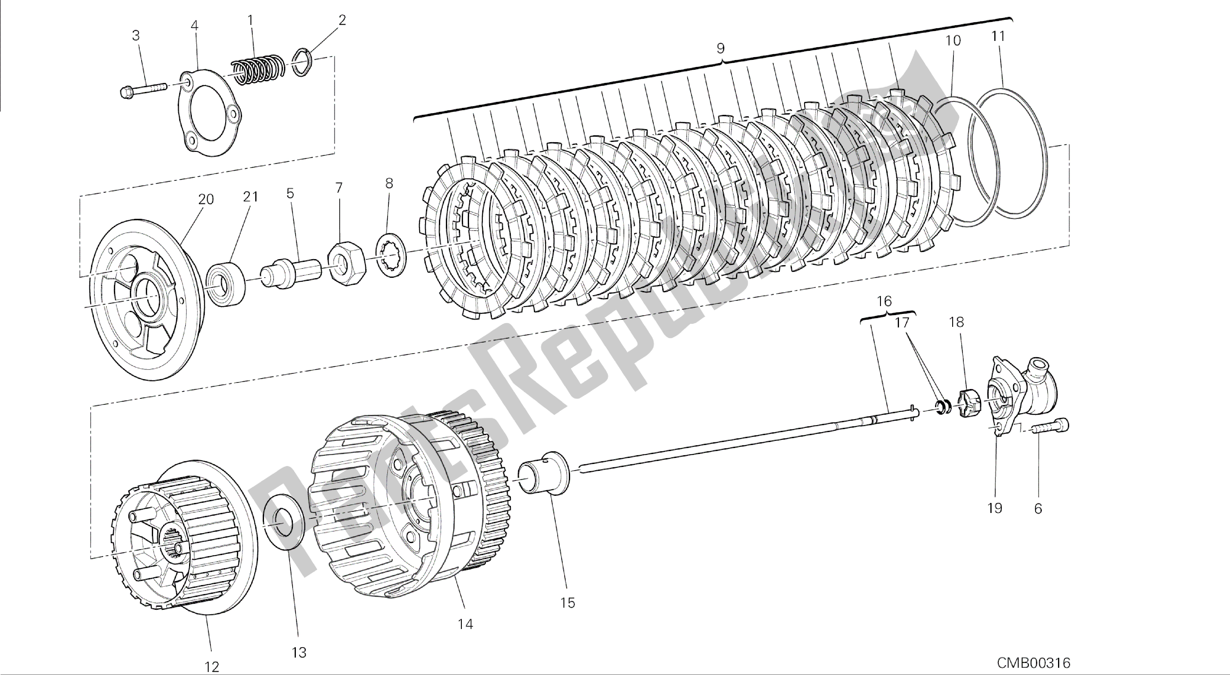 Todas las partes para Dibujo 004 - Motor De Grupo Embrague [mod: M 1200] de Ducati Monster 1200 2014