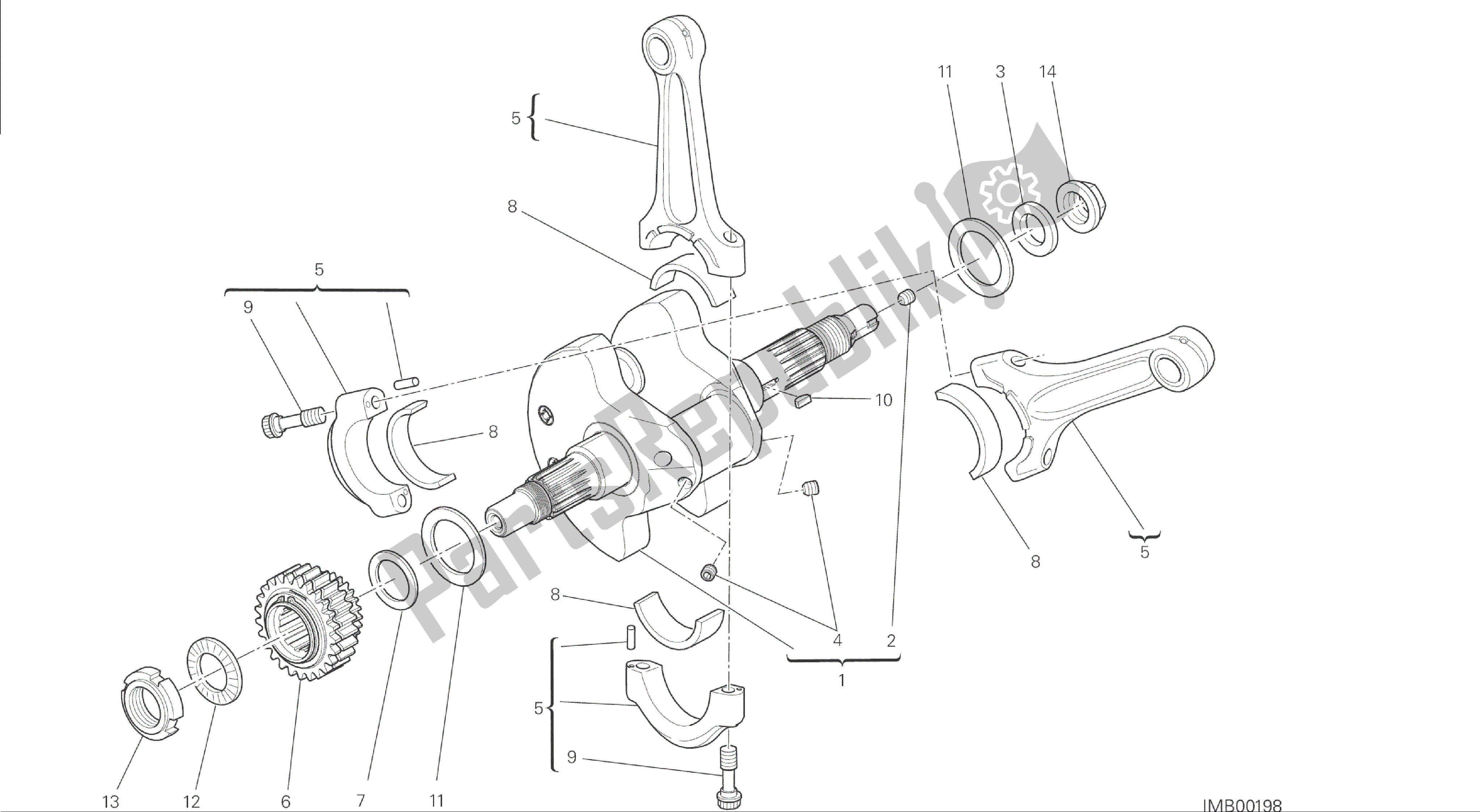 Tutte le parti per il Disegno 006 - Motore Gruppo Bielle [mod: M 1200] del Ducati Monster 1200 2014