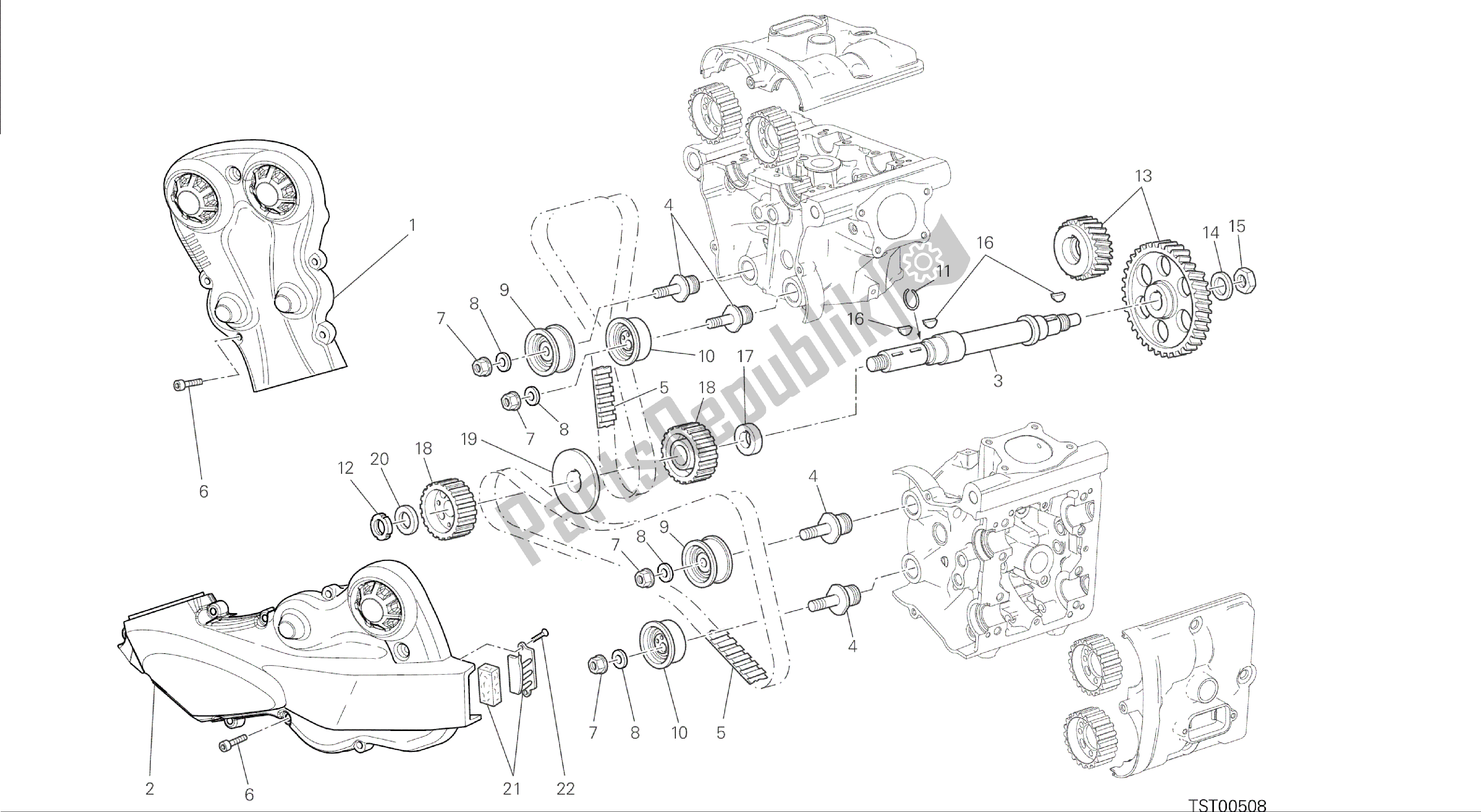 Todas las partes para Dibujo 008 - Motor De Grupo Distribuzione [mod: M 1200] de Ducati Monster 1200 2014