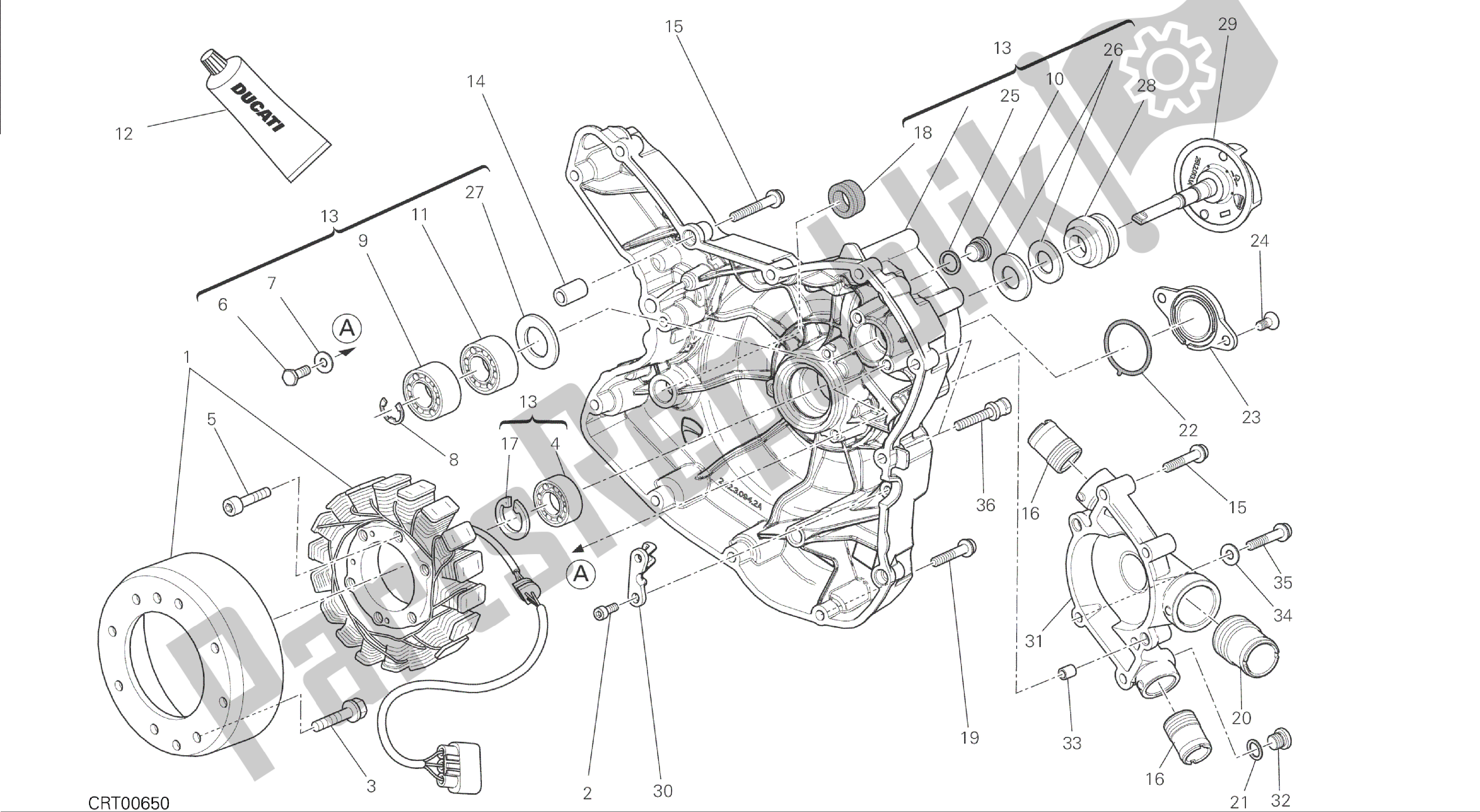 Todas las partes para Dibujo 011 - Motor De Grupo De Bomba De Agua-altr-side Crnkcse [mod: M 1200] de Ducati Monster 1200 2014