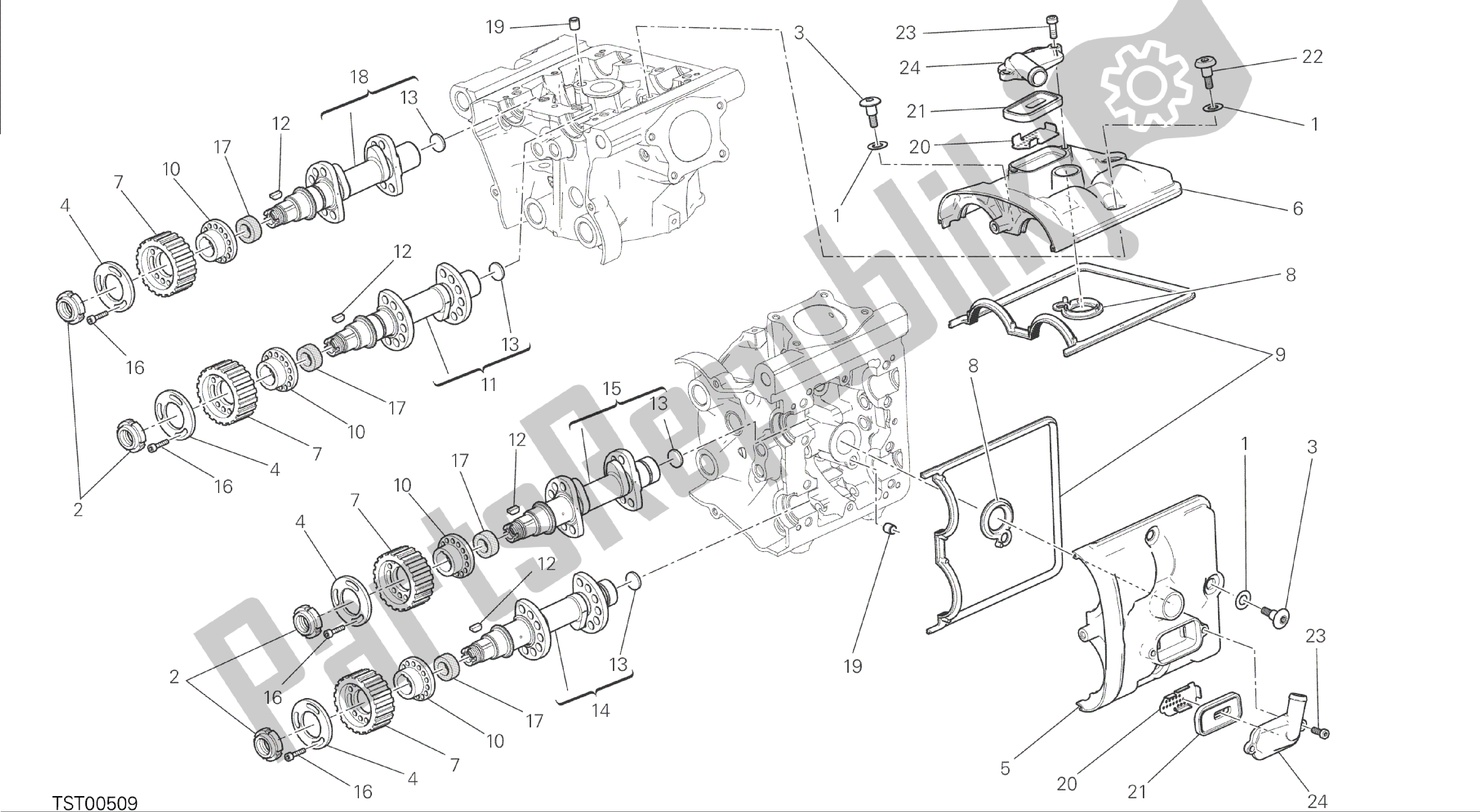 Todas las partes para Dibujo 013 - Motor De Grupo árbol De Levas [mod: M 1200] de Ducati Monster 1200 2014