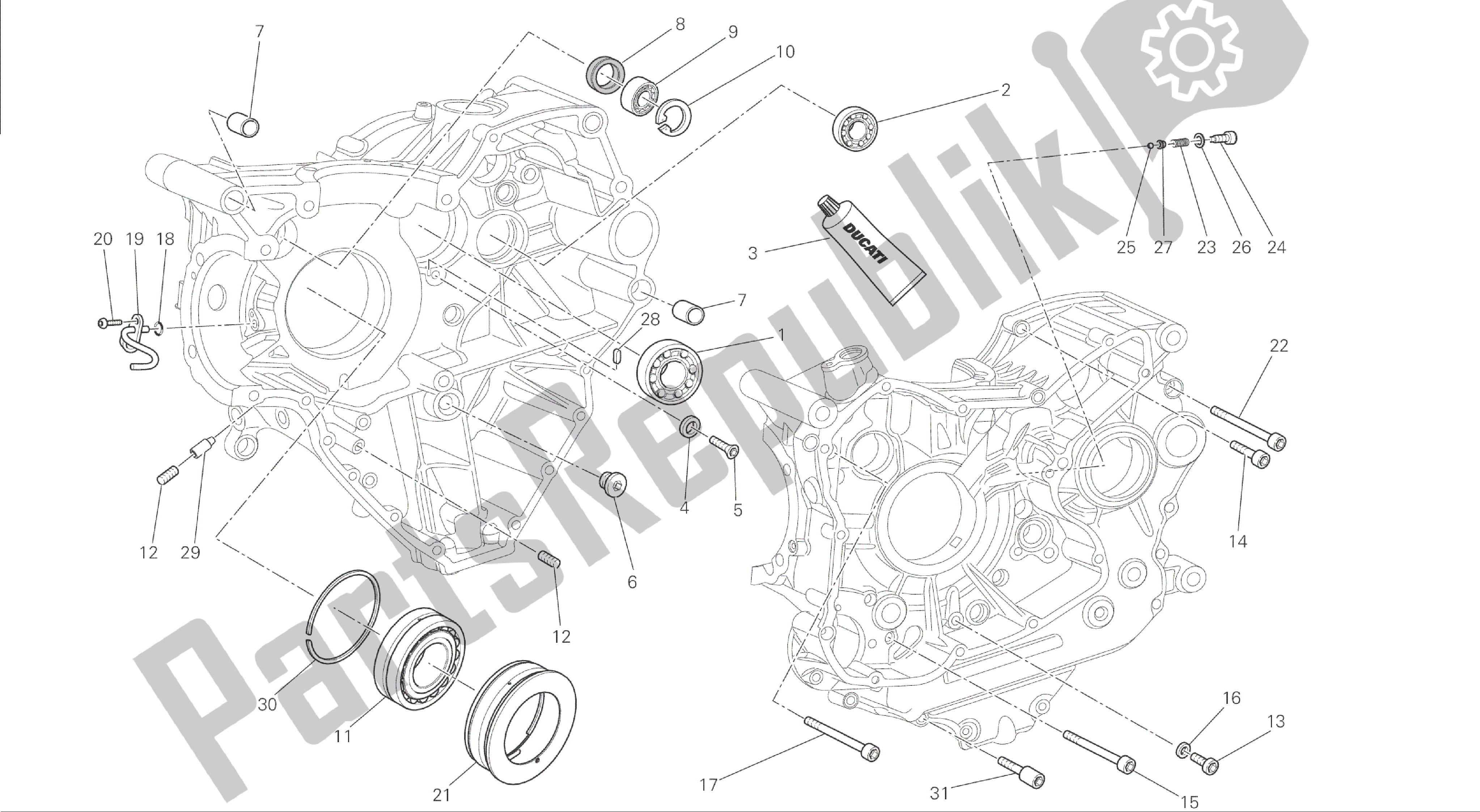 Tutte le parti per il Disegno 10a - Coppia Motore Semicarter [mod: M 1200] del Ducati Monster 1200 2014